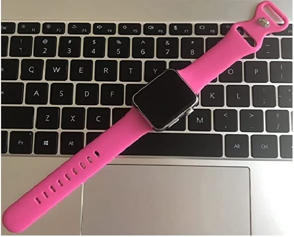 DL3 Mobilak Bands Compatible with Apple Watch Ultra 49mm 45mm 44mm 42mm 41mm 40mm 38mm, Replacement Soft Silicone Strap for iWatch Ultra 2 Series 9/8/7/6/5/4/3/2/1 SE (Hot, 42MM/44MM/45MM/49MM) - Hot Pink
