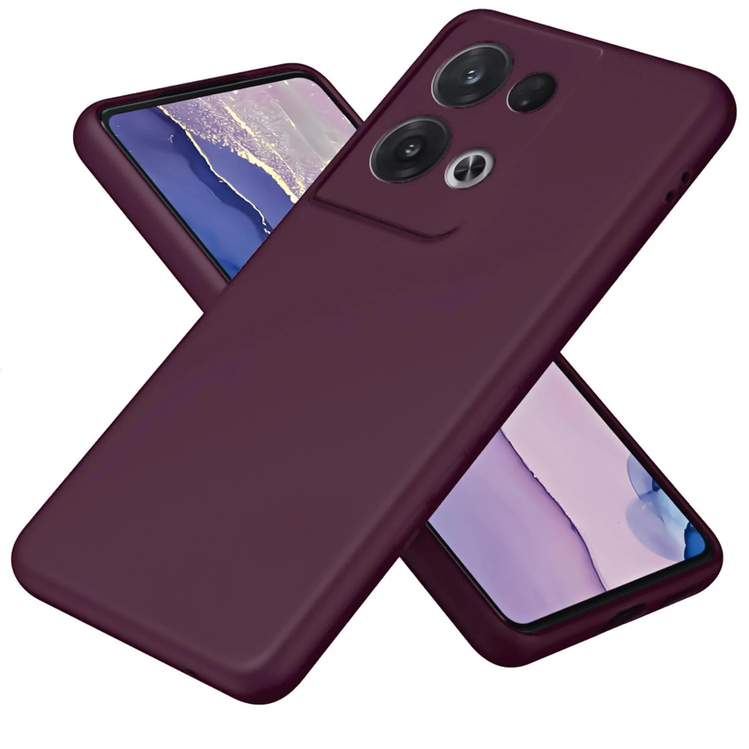 DL3 Mobilak Liquid Silicone Protective Case with Soft Microfiber Lining with Full Camera Protection for OPPO Reno 8 Pro 5G / Reno8 Pro+ Plus 5G - Wine Red
