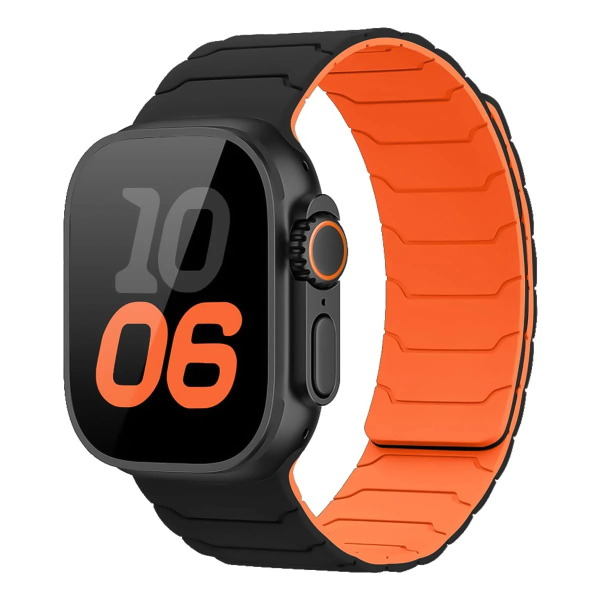 DL3 Mobilak Silicone Straps Compatible with Apple Watch Ultra Strap 49mm 46mm 45mm 44mm 42mm, Loop Band with Strong Magnetic Closure Designed for iWatch Ultra Ultra 2 Series 11 10 9 8 7 6 5 4 3 2 1 SE - Black Orange