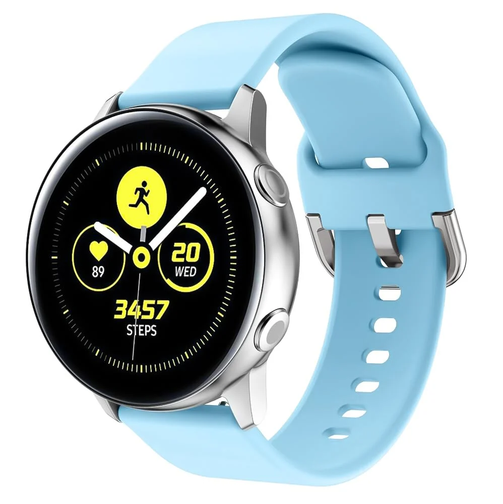 DL3 Mobilak Strap Silicone Buckle 20MM For Samsung Galaxy Watch 7/6/5/4 40mm 44mm/Watch 5 Pro/S2 classic/active 2 40mm 44mm/Amazfi GTS 2/2e/3/3 Pro/GTS 4/GTS 2 Mini/3 Mini/4 Mini/Bip 3/Bip 3 Pro Band - Sky Blue