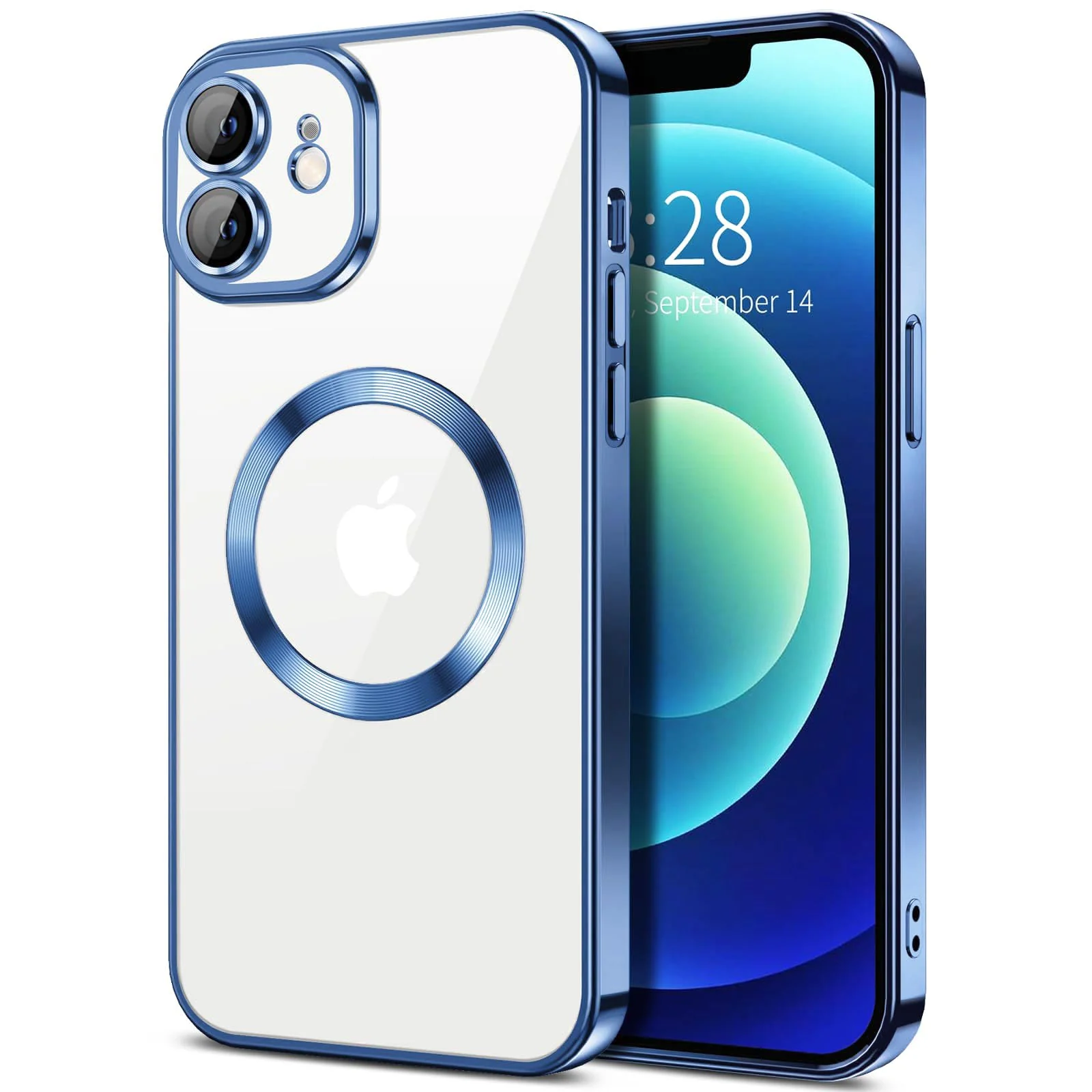 DL3 Mobilak Clear TPU Case with Electroplated Edges for iPhone 11 with Camera Protection and Shockproof Design - Metallic Blue