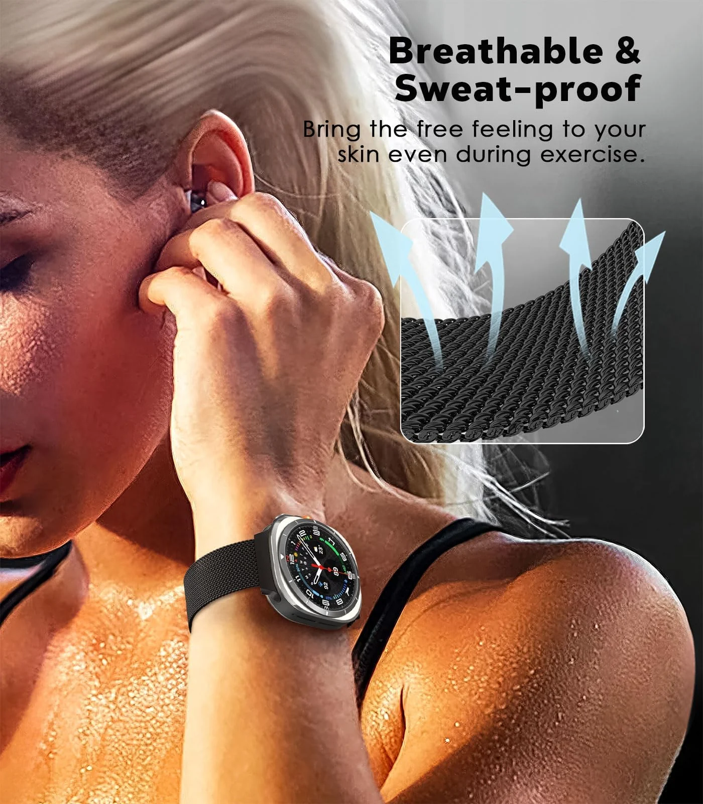 DL3 Mobilak Metal Band Compatible with Samsung Galaxy Watch 7 Ultra Bands 47mm, Stainless Steel Mesh Loop Magnetic Clasp Wristbands Replacement Accessory Women Men for Samsung Watch Ultra Band 47 mm - Black