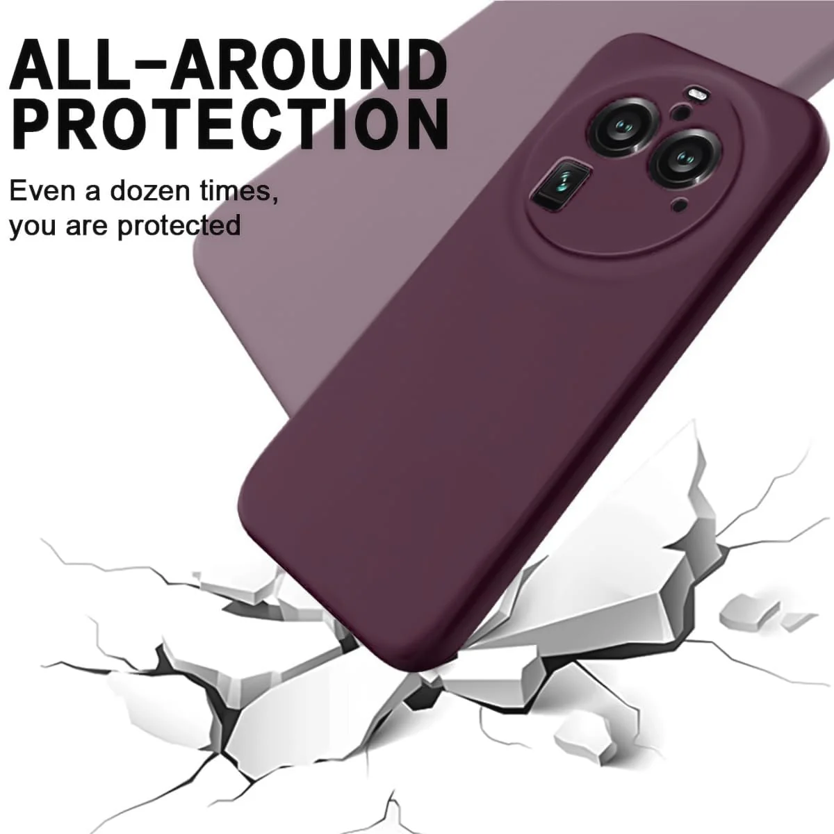 DL3 Mobilak Liquid Silicone Protective Case with Soft Microfiber Lining with Full Camera Protection for OPPO Find X6 Pro - Wine Red