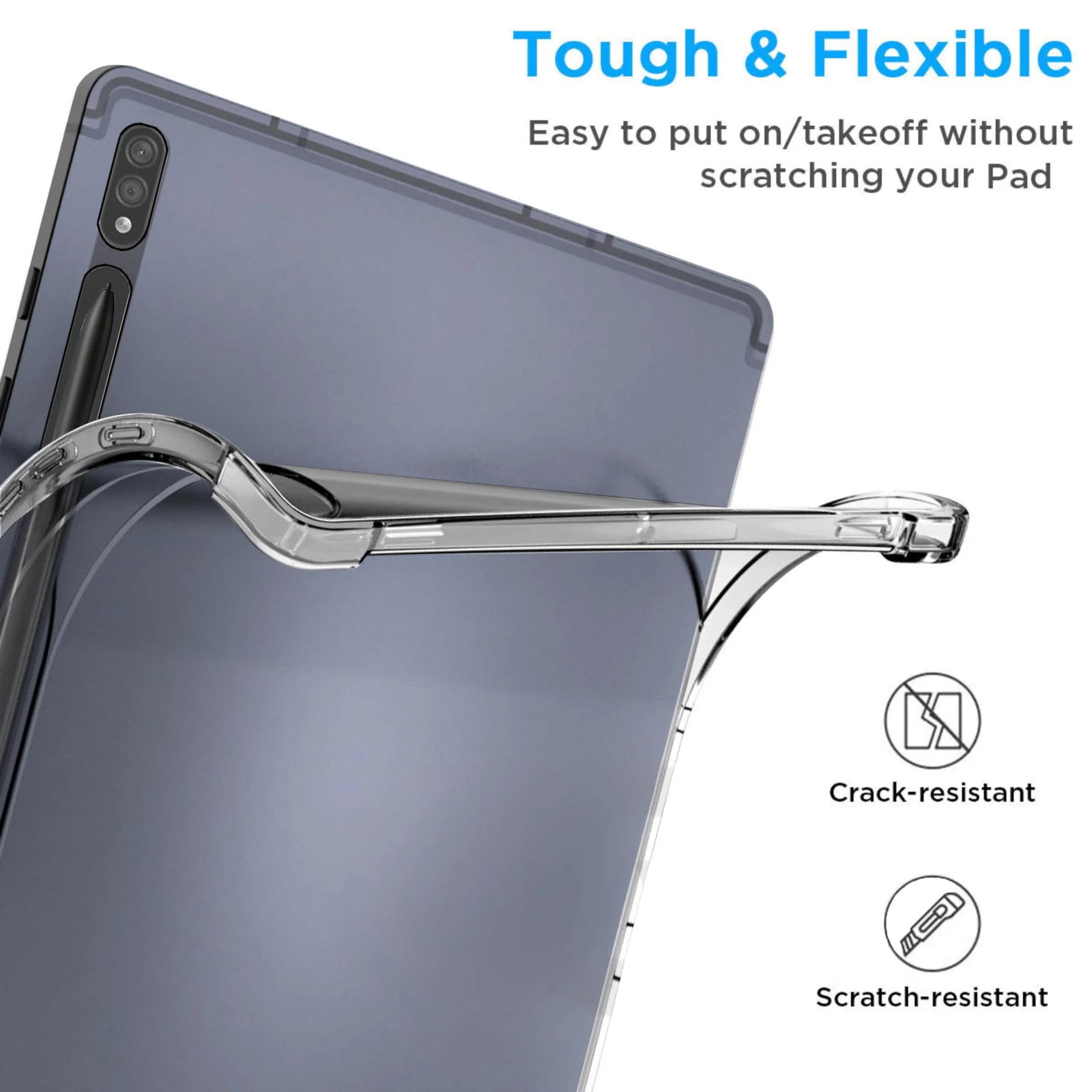 DL3 Mobilak Case Compatible with Samsung Galaxy Tab S8 2022/Samsung Galaxy Tab S7 2020 11 Inch, Ultra Thin Silicone Air-Corners Shockproof Back Shell HD TPU Protective Cover - Clear