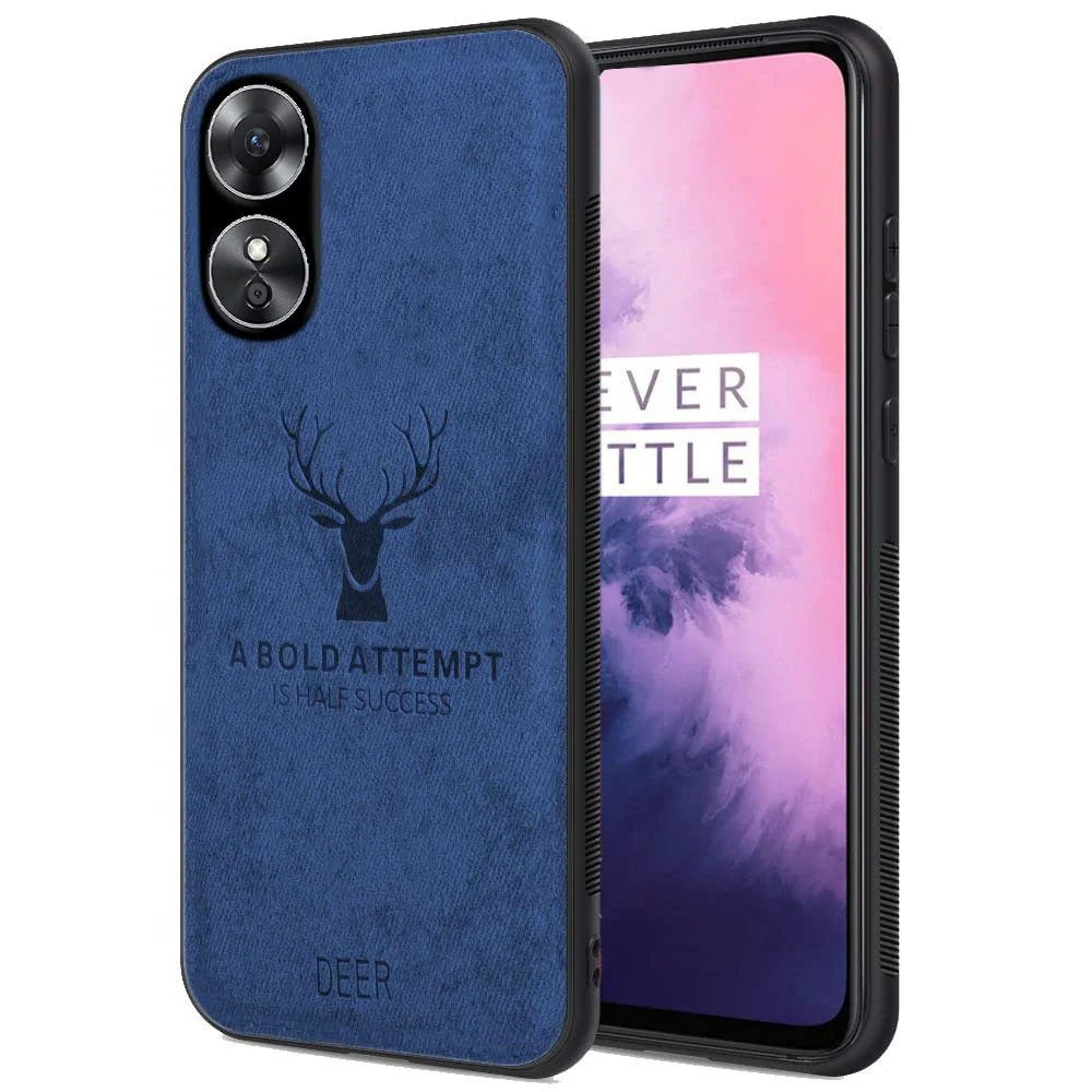 Dl3 Mobilak Case For Oppo A17 / Oppo A17K Luxury Soft Texture Deer Patterned TPU Leather Protective, Dirt-Resistant, Anti-Shock, Anti-Fingerprint, Cover Full Body Protective (Brown)