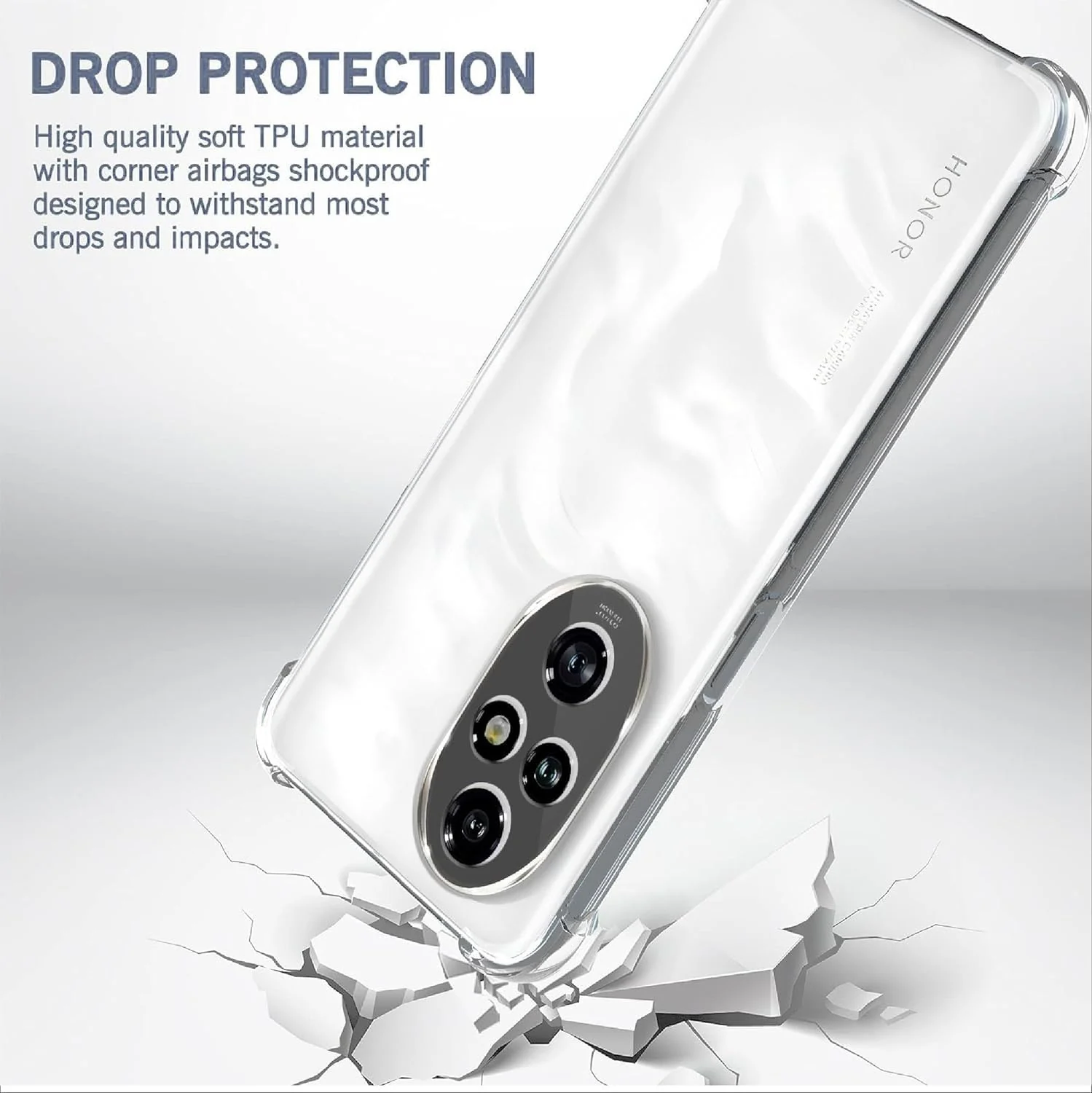 DL3 Mobilak Case Compatible with Honor 200 Pro 5G, Cover Silicone Transparent TPU Gorilla Anti-shock Protector Camera Shockproof Corners - Clear