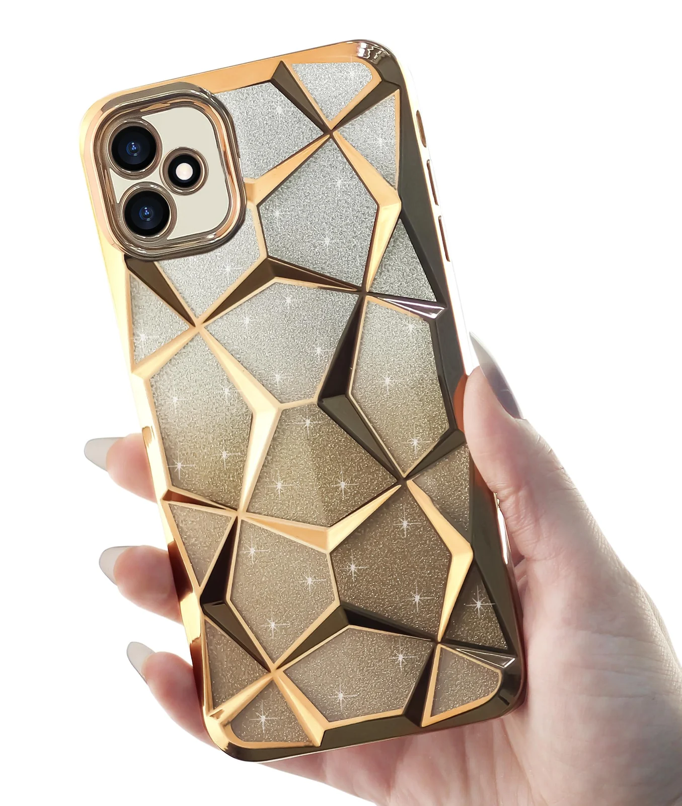 DL3 Mobilak Compatible with realme C53/realme C51/realme Note 50 Case Plating Bling Gradient Glitter Clear Cover Soft TPU Silicone Cute Camera Protection Shockproof Back for Women Girls Case - Gold