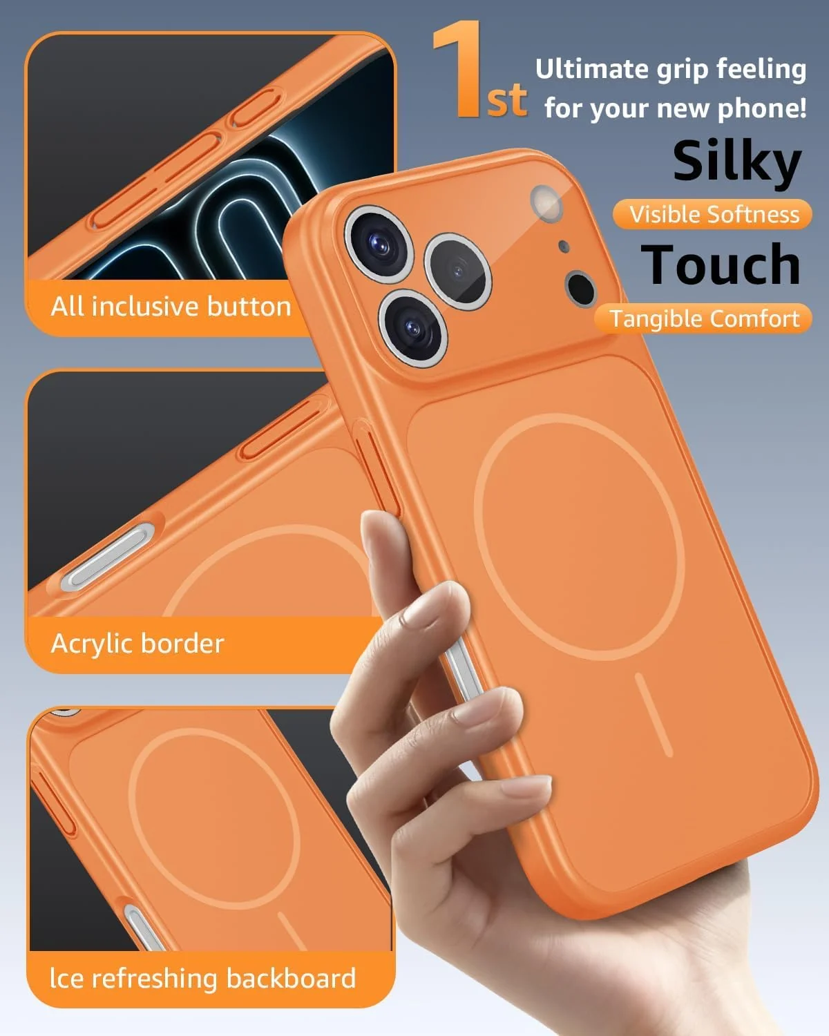 DL3 Mobilak Case for iPhone 17 Pro, Converter Design Cover, Compatible With MagSafe, Case with Glass Camera Panel, Built-in Camera Guard, Slim Shockproof Cover - Orange
