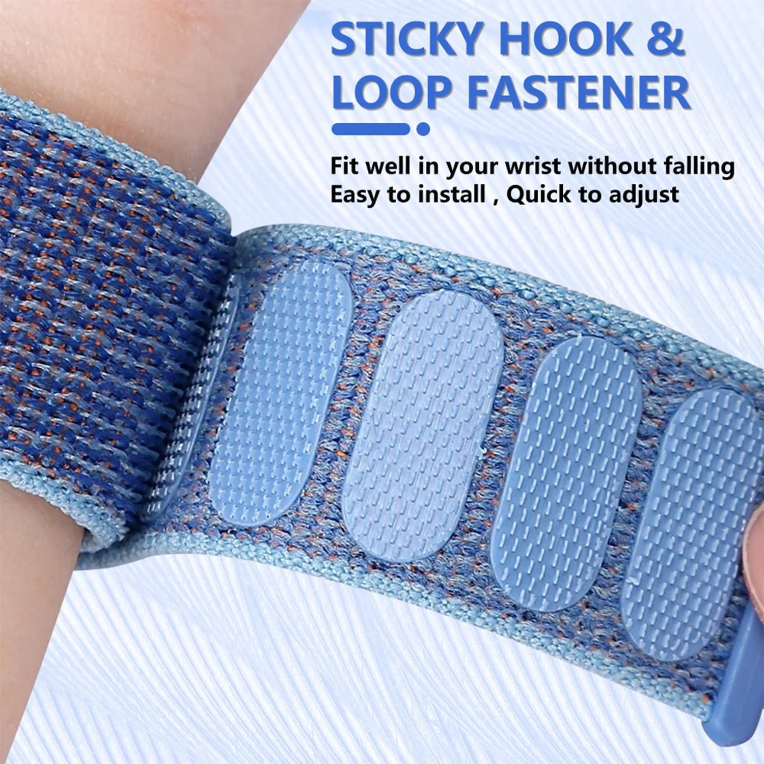 DL3 Mobilak Nylon Sport Band Compatible with Xiaomi Mi Band 10/9/8 for Women Men, Soft Adjustable Breathable Sport Loop Watch Strap Replacement Wristband for Xiaomi Smart Band 8/9/10 - Blue