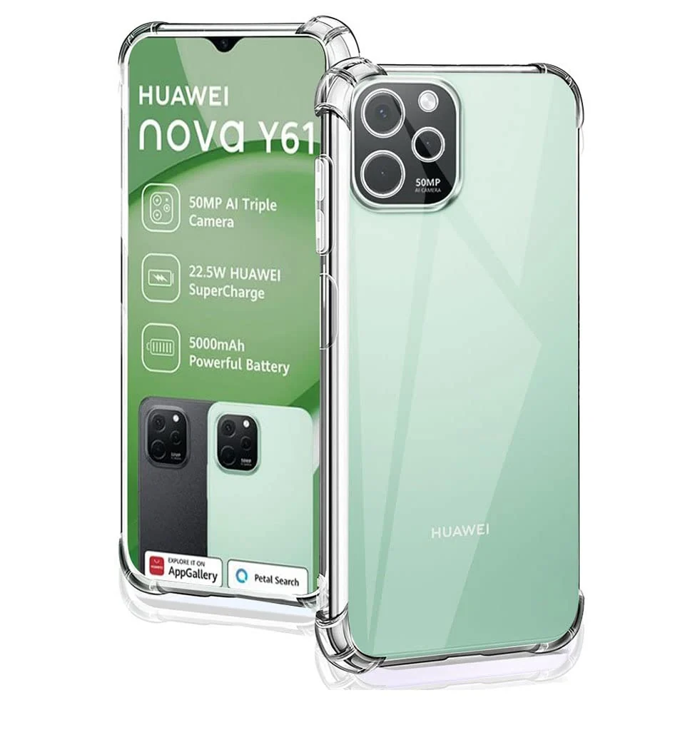 DL3 Mobilak Clear TPU Case for Huawei Nova Y61, Camera protection, Shock-absorbing protection, Non-slip grip - Clear