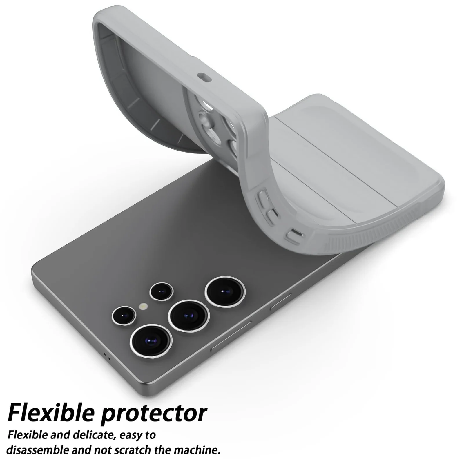 DL3 Mobilak Flexible Silicone and TPU Protective Case with Camera Protection for Samsung Galaxy S25 Ultra - Gray