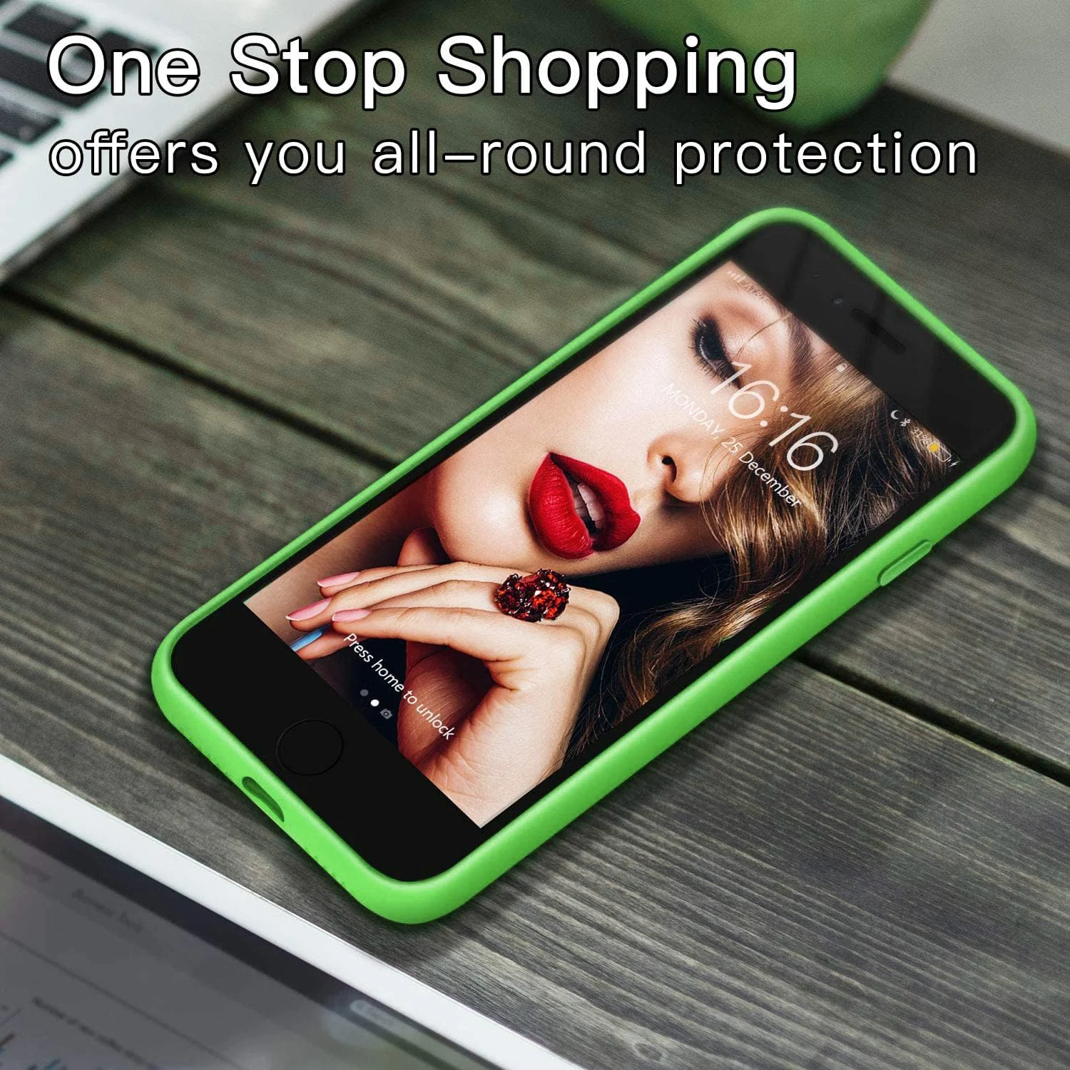 DL3 Mobilak Liquid Silicone Case for iPhone 7 / 8, Shock-absorbing protection, Scratch-resistant surface, Slim, lightweight profile - Neon Green