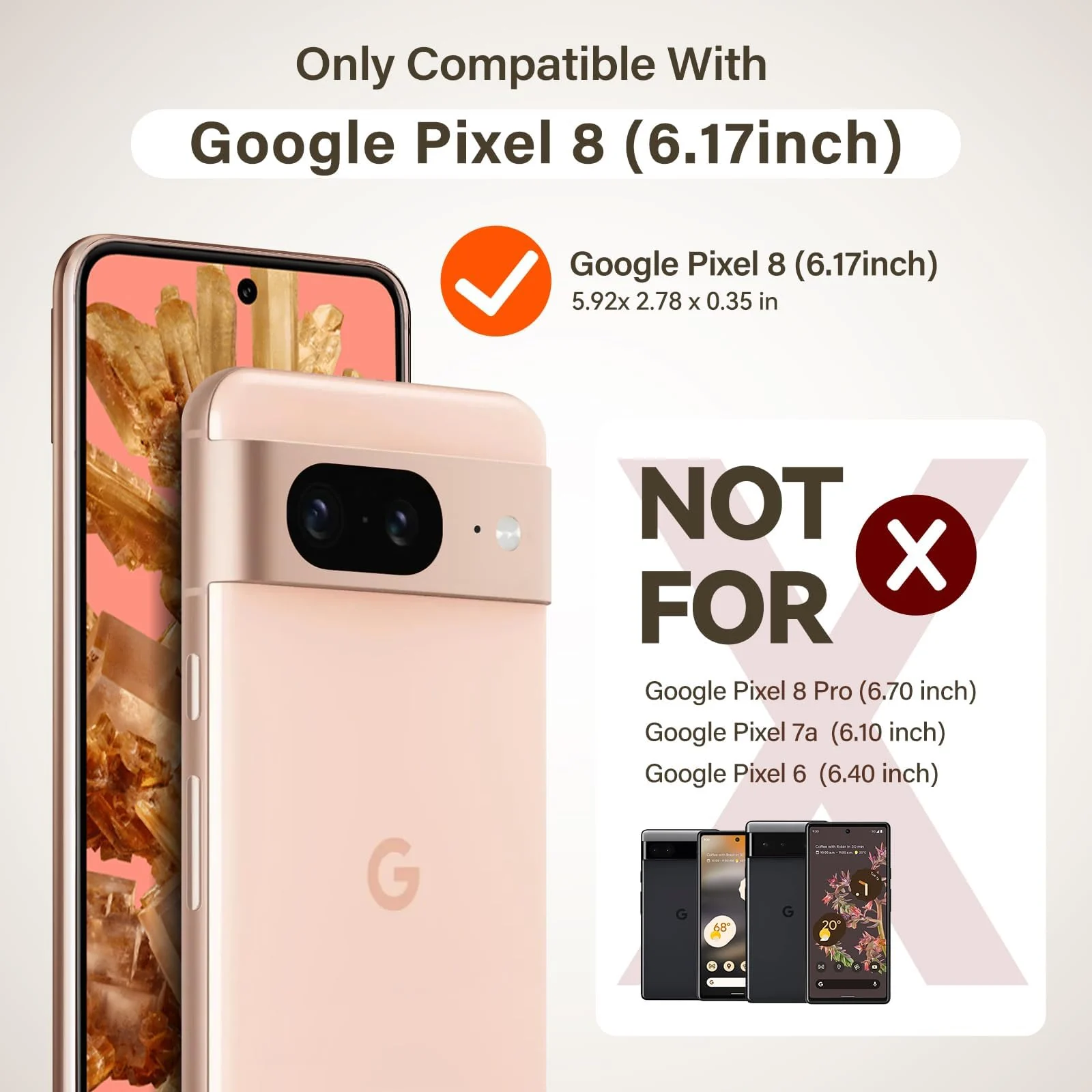 DL3 Mobilak Case Compatible with Google Pixel 8 Case Crystal Soft TPU Gel Case Flexible Silicone Anti-Scratch Camera Protection TPU Cover - Clear