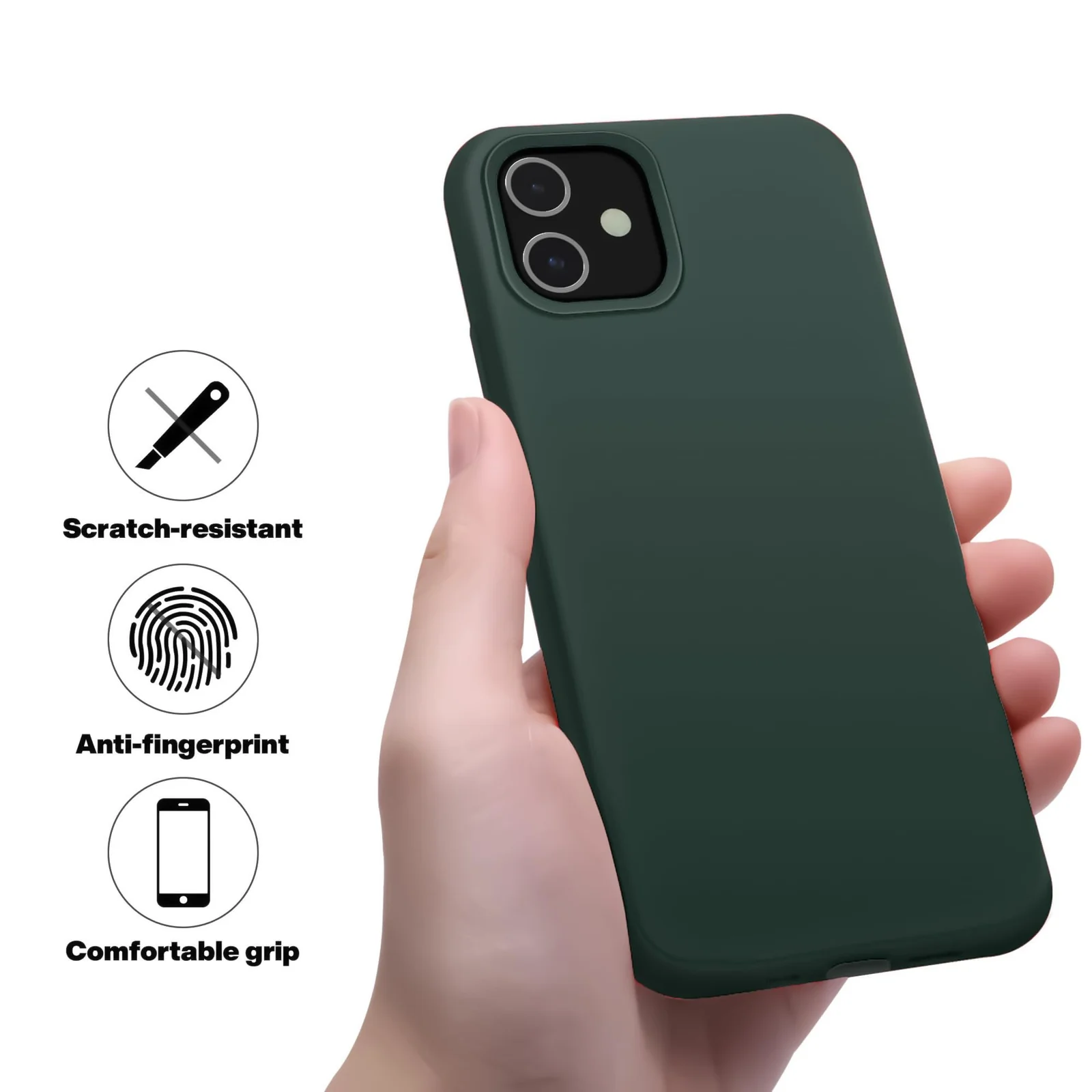DL3 Mobilak Compatible with iPhone 11 (6.1 Inch) Case, Liquid Silicone Case, Full Body Protective Cover, Shockproof, Slim Phone Case, Anti-Scratch Soft Microfiber Lining - Oliv Green