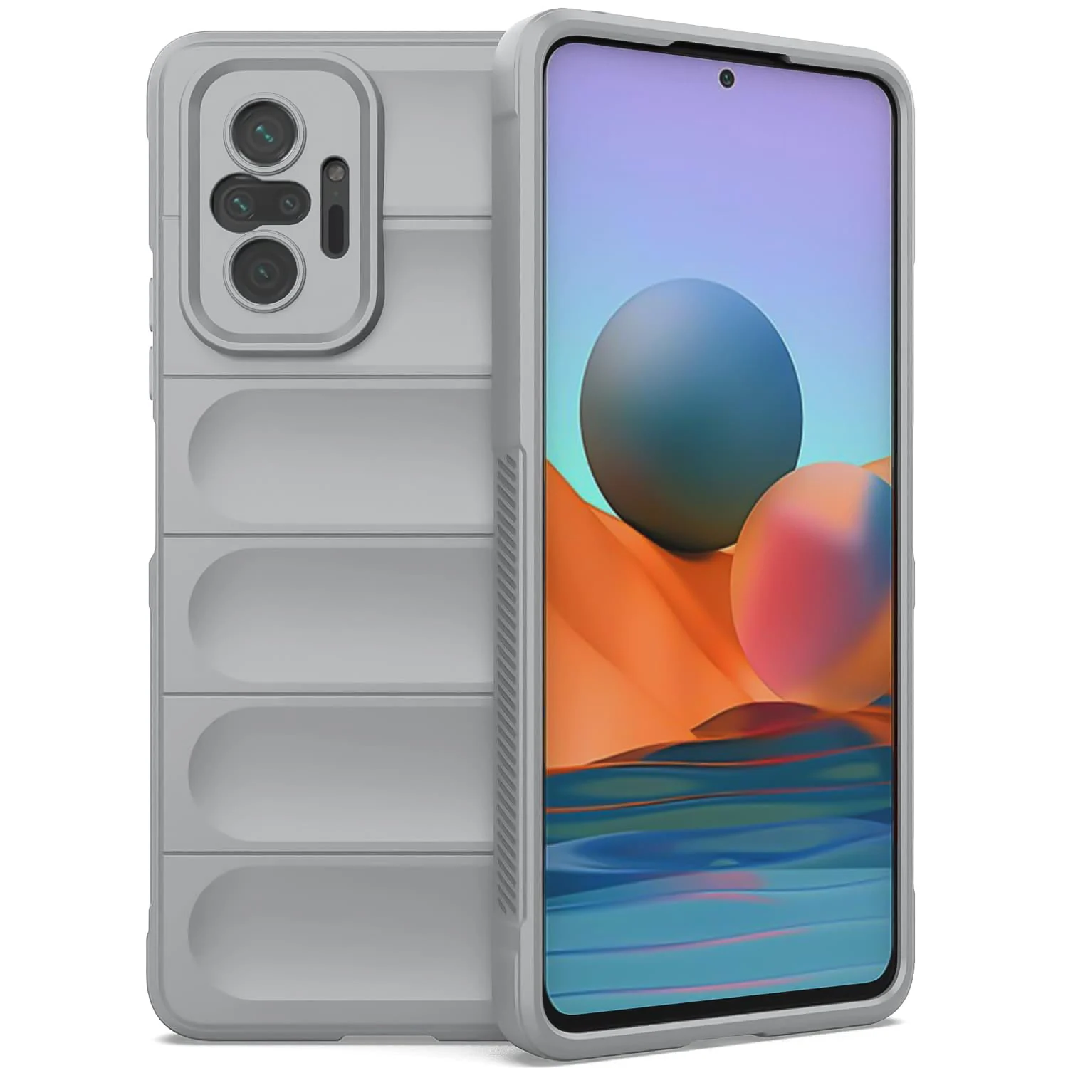 DL3 Mobilak Flexible Silicone and TPU Protective Case with Camera Protection for Xiaomi Redmi Note 10 Pro / Note 10 Pro Max - Gray