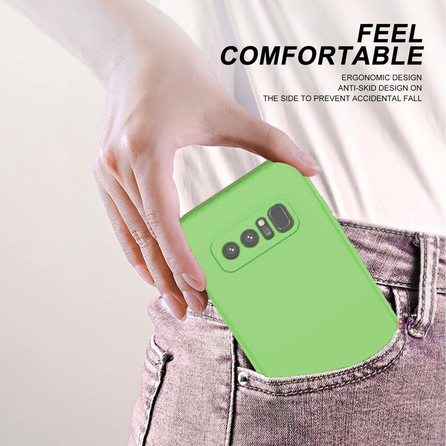 DL3 Mobilak Samsung Galaxy Note 8 Case, Soft Flexible Liquid Silicone Gel Rubber Bumper Cover, Full Body Shockproof Protective Phone Case - Mint Green