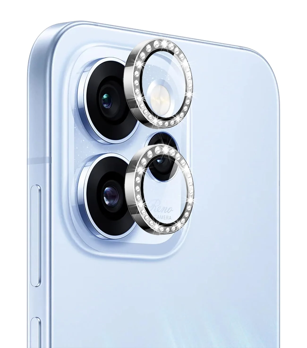 DL3 Mobilak Camera Lens Protector for OPPO Reno 15 Pro 5G (Reno15 Pro) Accessories, 9H Tempered Glass Metal Individual Ring Camera Cover Screen Protector, Case Friendly, Anti Scratch - Diamond Silver
