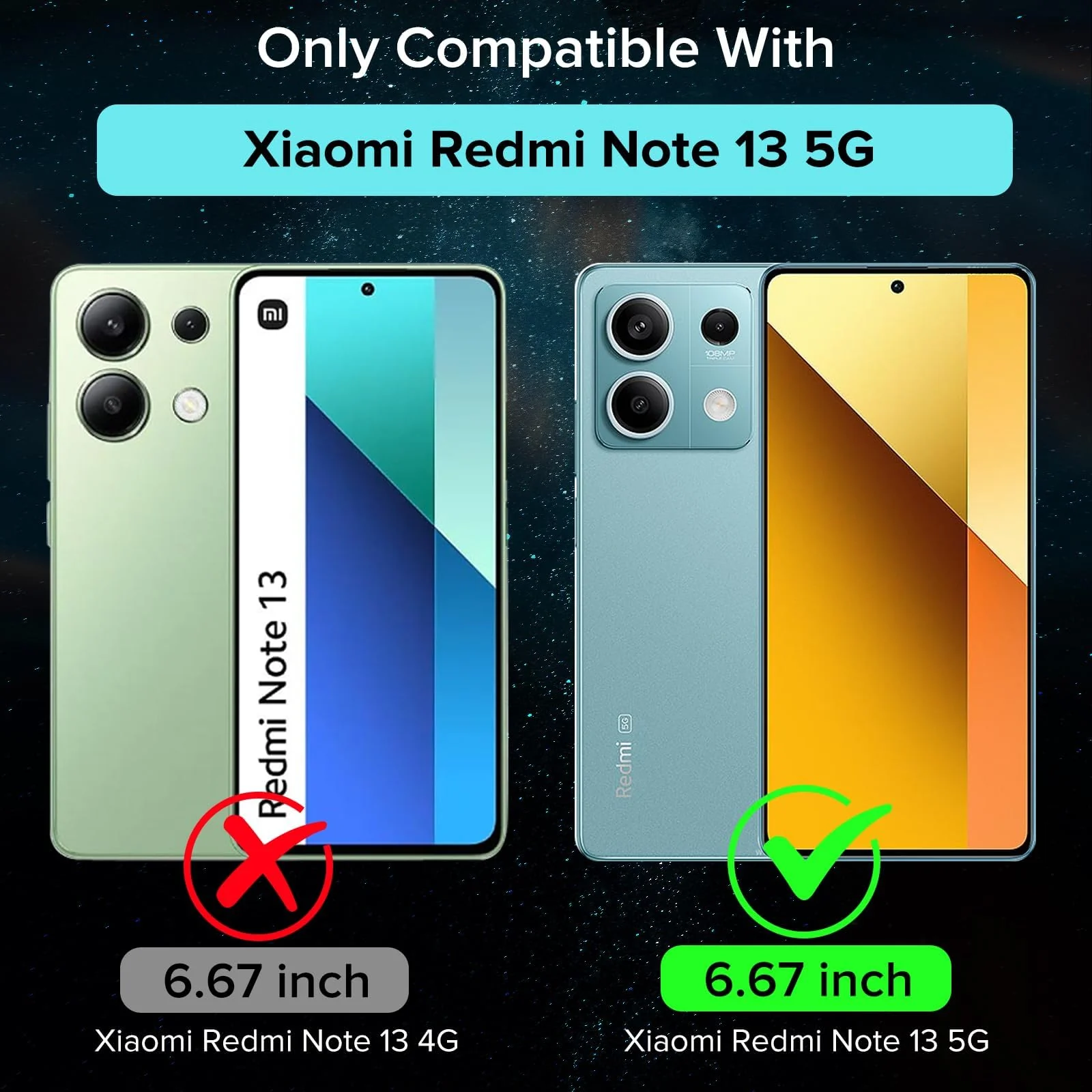 DL3 Mobilak Case Compatible with Xiaomi Redmi Note 13 5G (Not Fit Redmi Note 13 4G), Cover Silicone TPU Gorilla Anti-shock Protector Camera Shockproof Corners - Clear