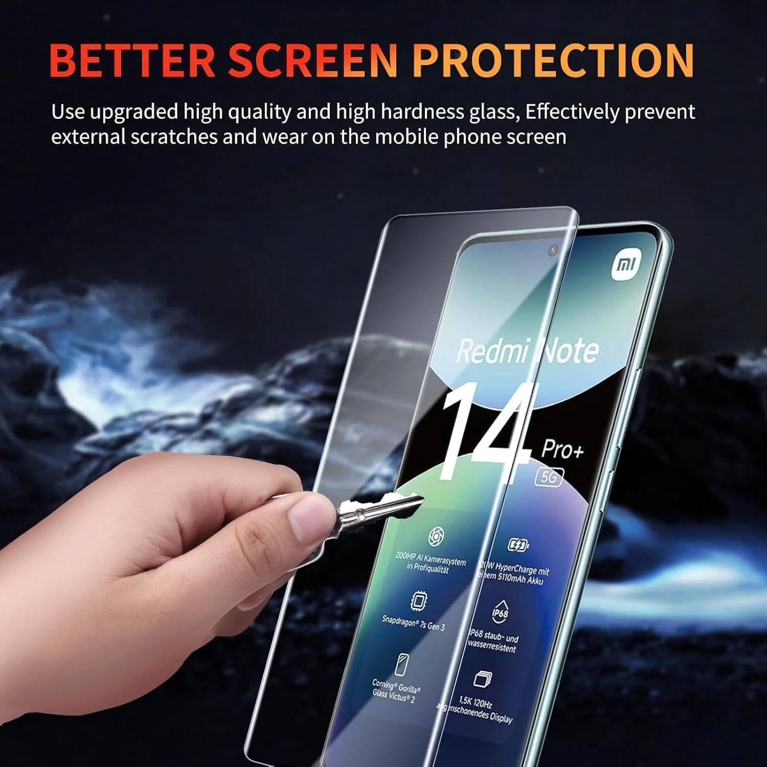 DL3 Mobilak Screen Protector for Xiaomi Note 14 Pro+ Plus 5G/Redmi Note 14 Pro 4G, Tempered Glass Screen Saver Premium HD Protective, Scratch Resistant, NO-Bubble, 9H Hardness, Full Coverage Film - Clear