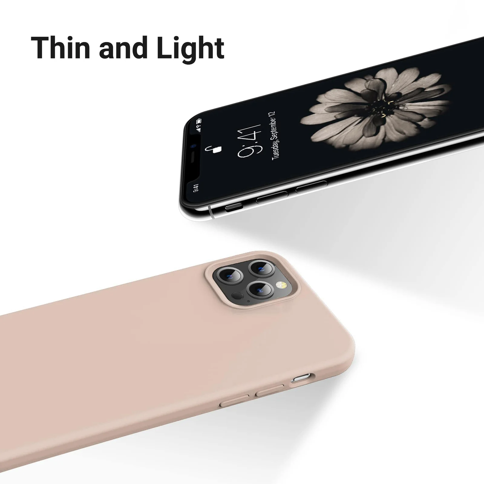 DL3 Mobilak Compatible with iPhone 13 Pro (6.1 Inch) Case, Liquid Silicone Case, Full Body Protective Cover, Shockproof, Slim Phone Case, Anti-Scratch Soft Microfiber Lining - Pink Sand 3