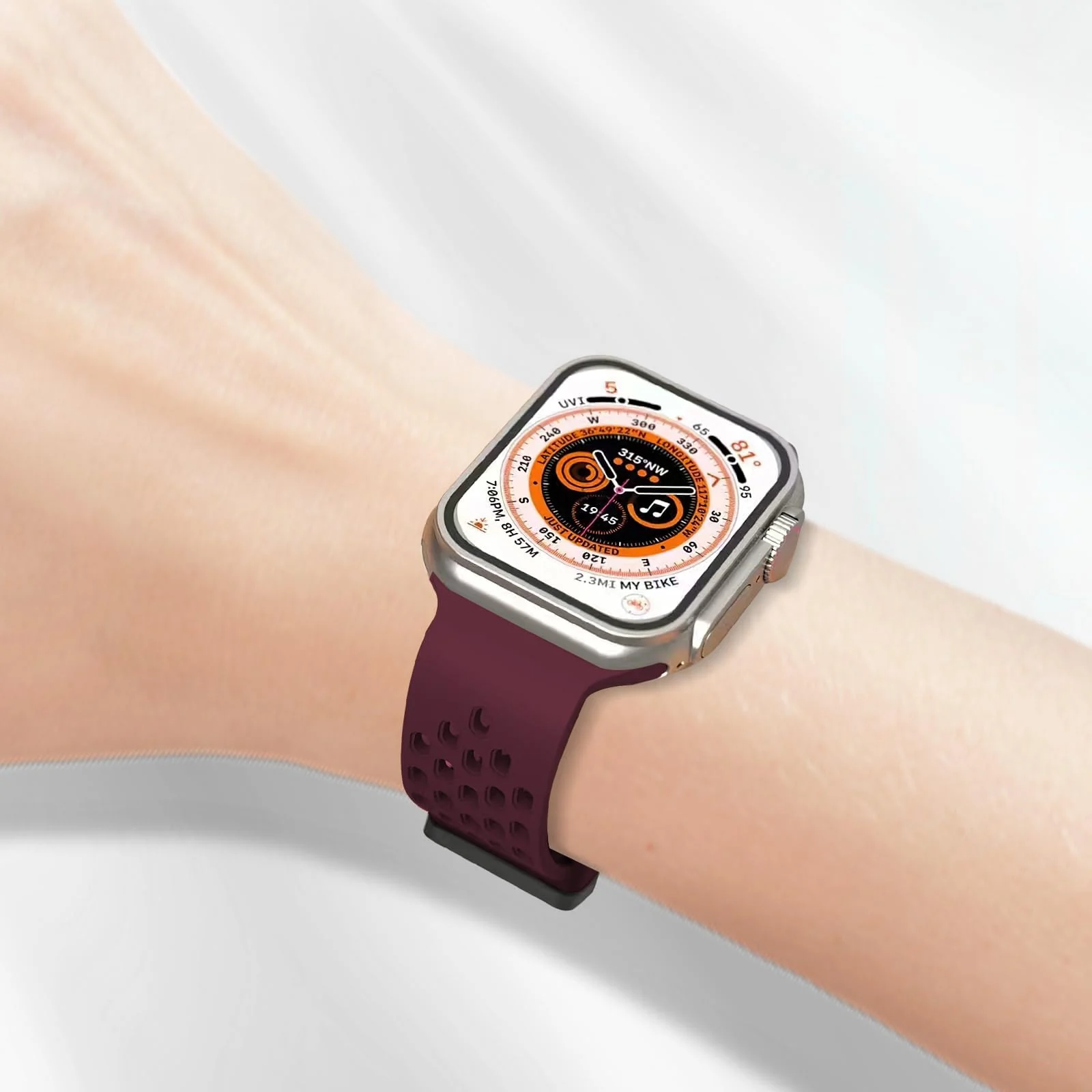 DL3 Mobilak Magnetic Bands for Apple Watch Band 49mm 46mm 45mm 44mm 42mm, Soft Silicone Magnetic Buckle Breathable Sport Watch Strap for iWatch Ultra2 Ultra SE SE2 Series 10 9 8 7 6 5 4 3 2 1 - Wine Red