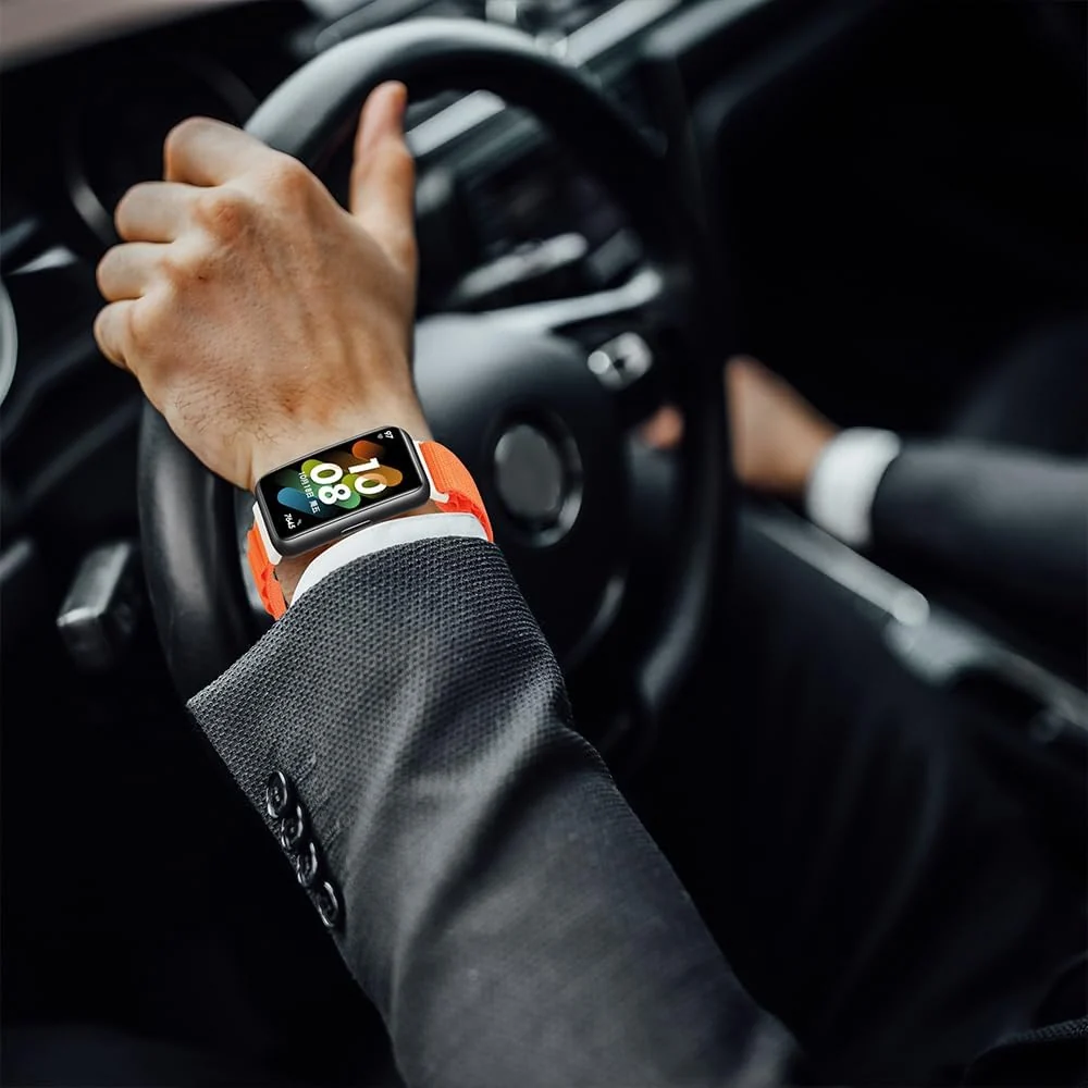 DL3 Mobilak Compatible with Huawei Band 8/Huawei Band 9 Replacement Strap, Nylon Wristband, Adjustable Sports Bracelet, Sport Band with G Hooks, Nylon Watch Strap - Orange