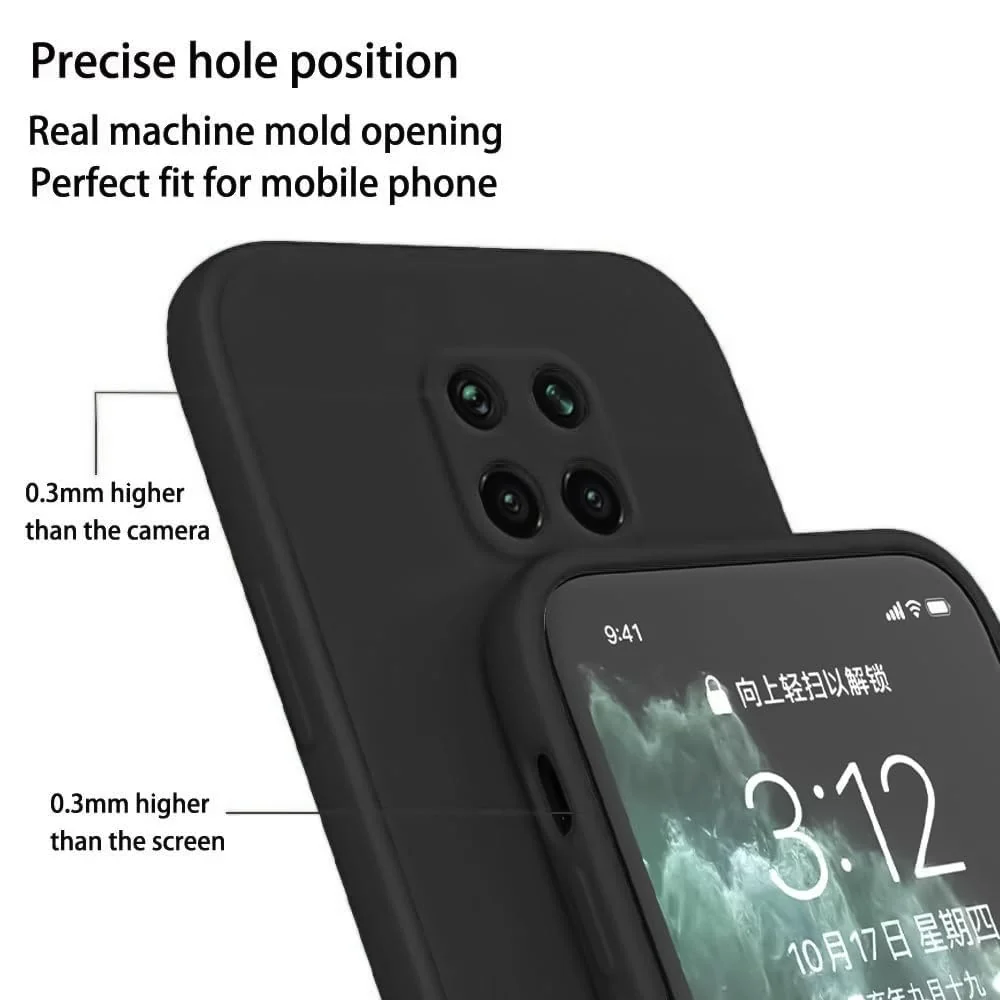 DL3 Mobilak Silicone Protective Case for Xiaomi Redmi Note 9S / 9 Pro / 9 Pro Max, Shock-absorbing protection, Scratch-resistant surface, Soft microfiber lining - Black