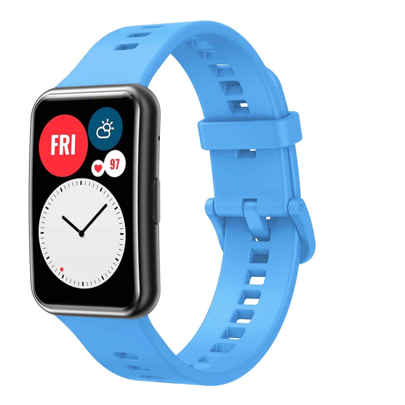 DL3 Mobilak Silicone Strap for Huawei Watch Fit, Soft Band Ultra-Light Waterproof Durable Adjustable Replacement Wristband - Sky Blue