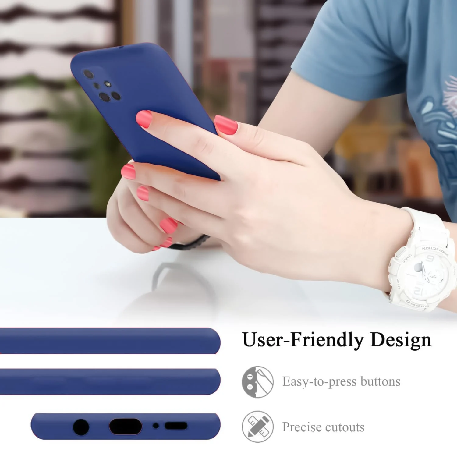 DL3 Mobilak Soft Silicone Protective Case for Samsung Galaxy A71 with Microfiber Lining and Shockproof Design - Blue 1