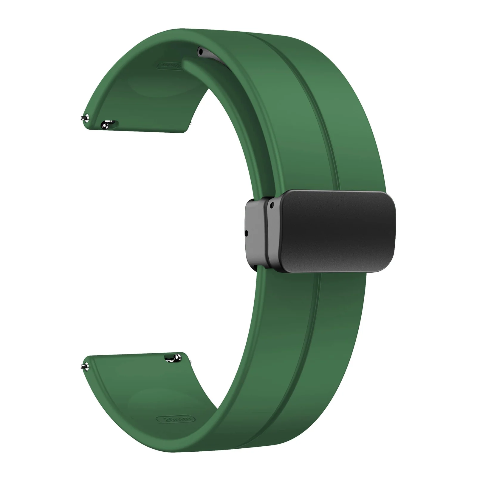 DL3 Mobilak Strap Silicone Magnetic Buckle 20MM For Samsung Gear Sport/Watch 6/5/4/5 Pro 45mm/S2 classic/active 2 40mm 44mm/Amazfit GTS 2/2e/GTS 3/3 Pro/GTS 4/GTS 2 Mini/3 Mini/4 Mini/Bip 3/Bip 3 Pro - Dark Green