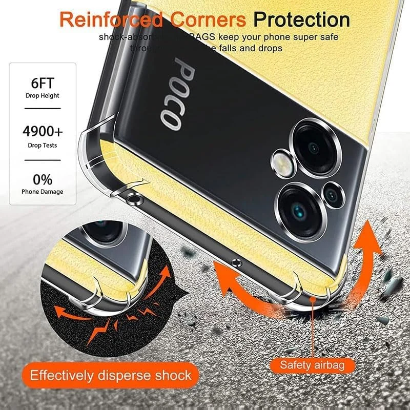 DL3 Mobilak Case Compatible with Xiaomi Poco M5 4G, Cover Silicone TPU Gorilla Anti-shock Protector Camera Shockproof Corners - Clear