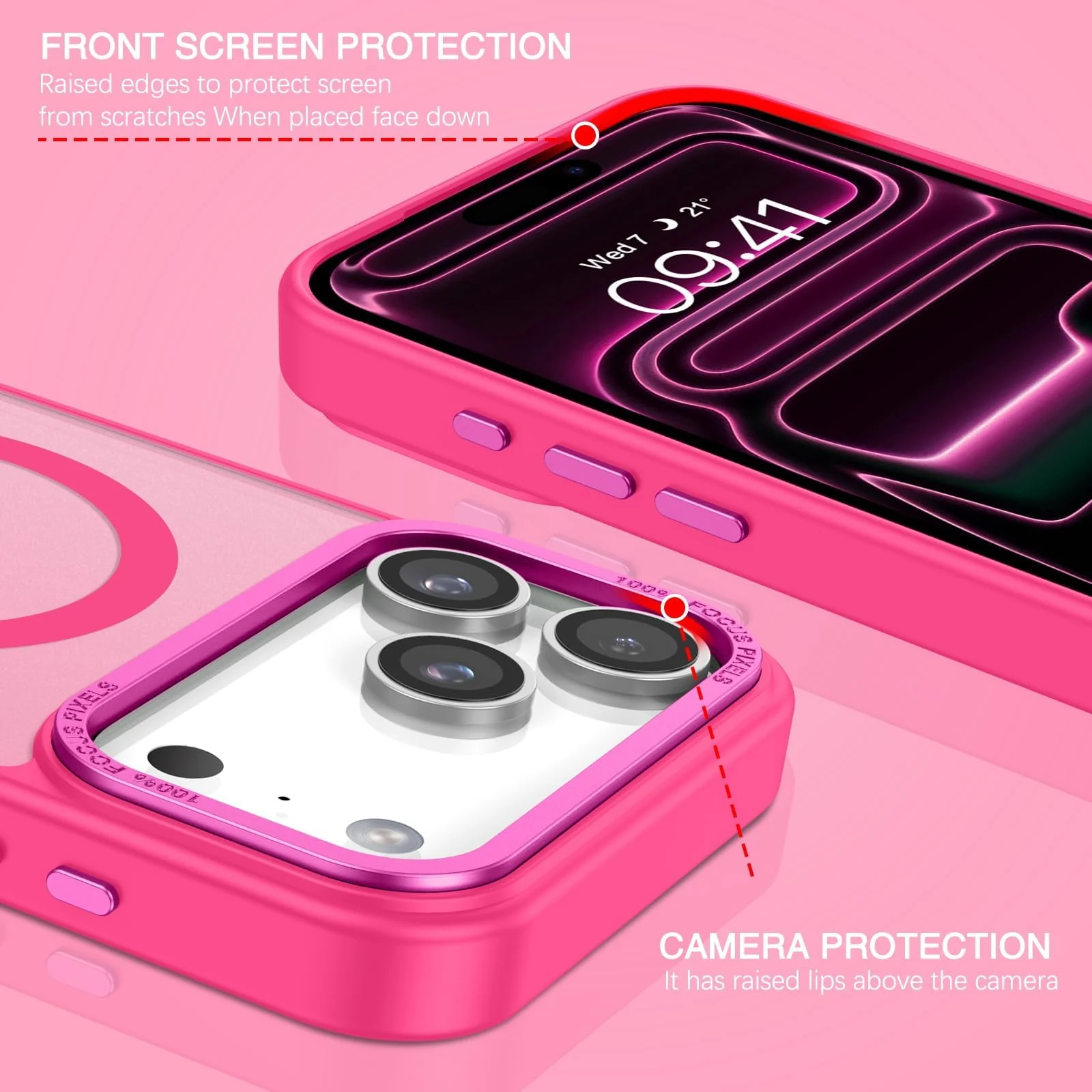 DL3 MOBILAK Protective Phone Case for Apple iPhone 18 Pro and 17 Pro - Hot Pink