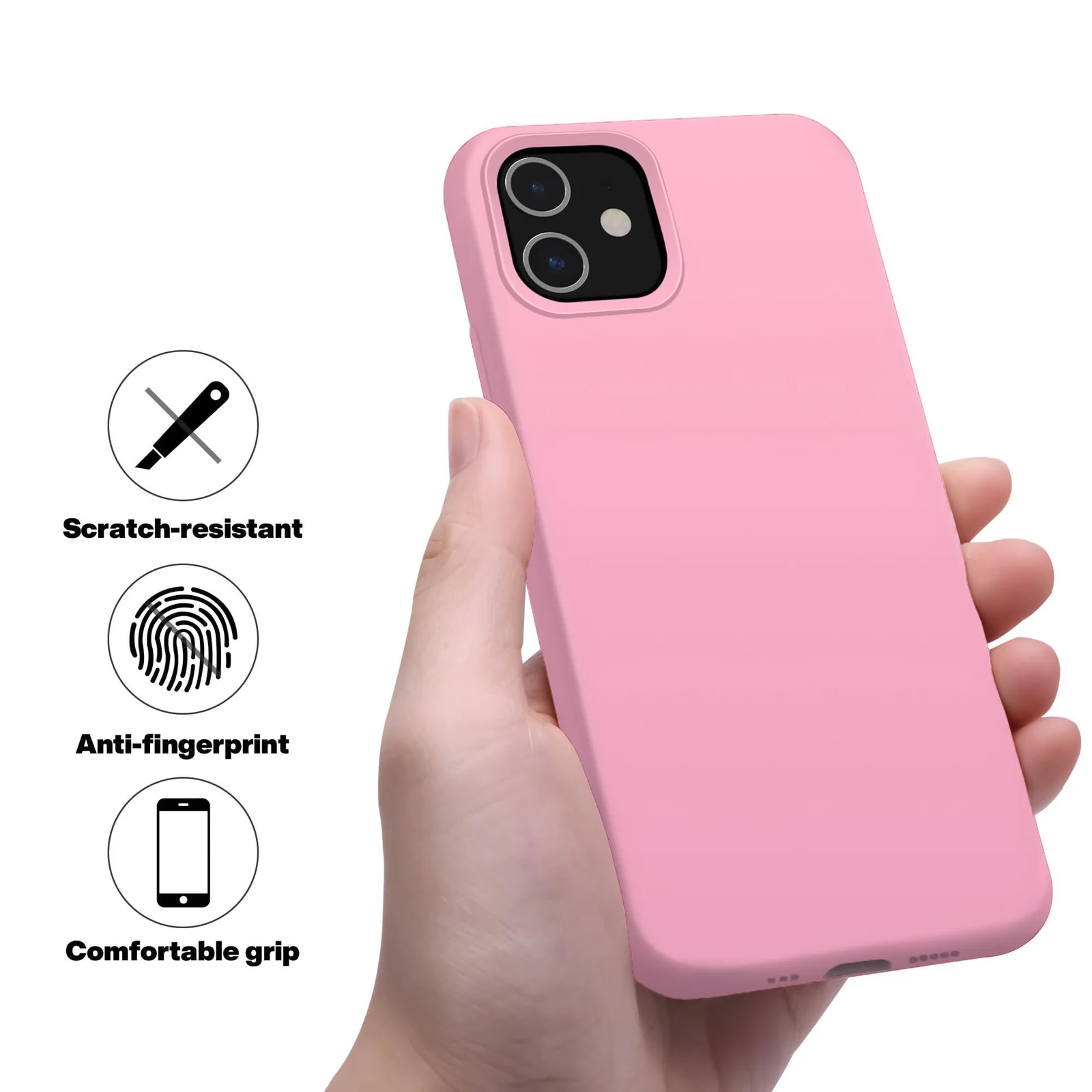 DL3 Mobilak Liquid Silicone Protective Case with Soft Microfiber Lining for iPhone 11 (6.1 Inch) - B.pink