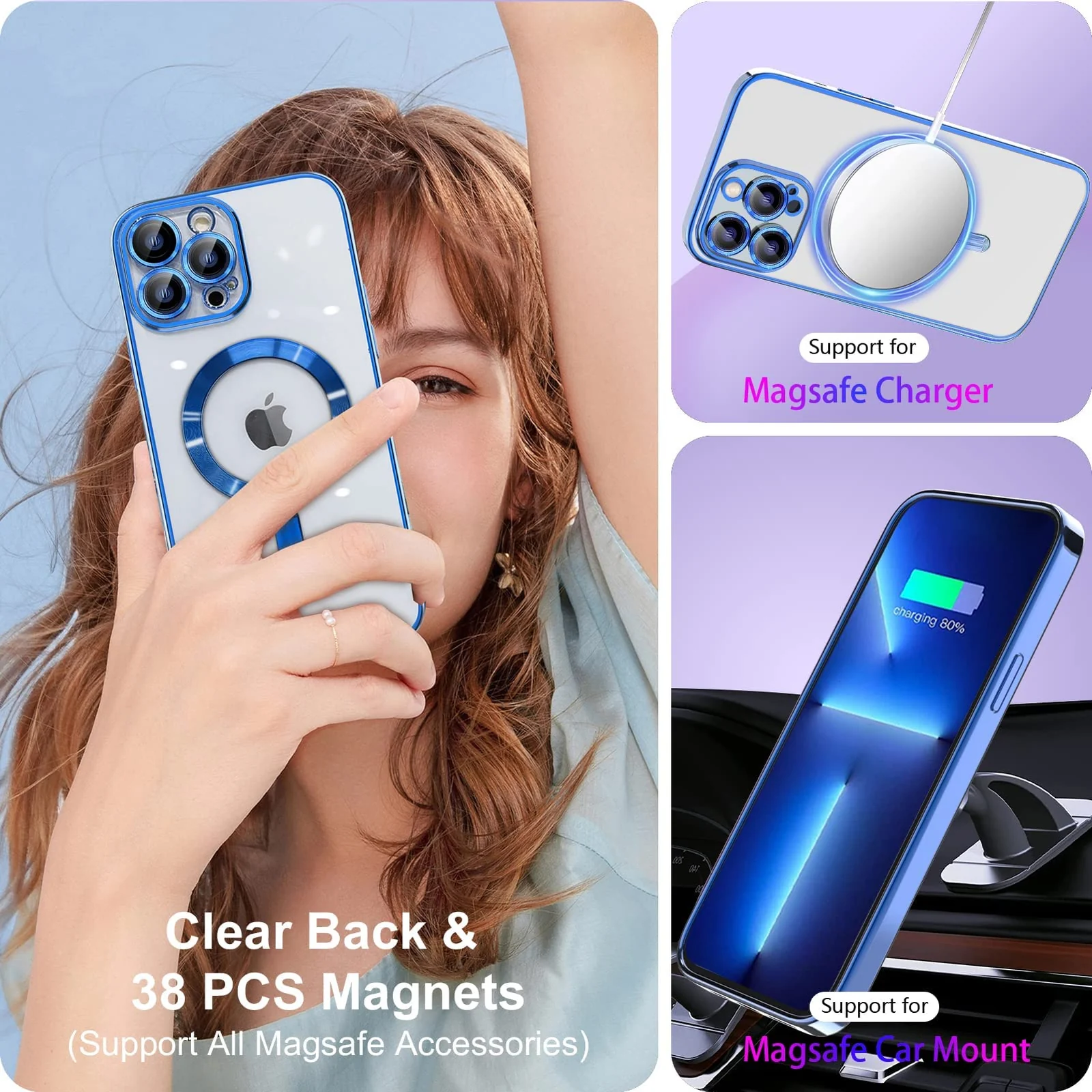 DL3 Mobilak Clear MagSafe-Compatible Magnetic Case for iPhone 11 Pro Max (6.5 Inch) with Camera Protection - Blue