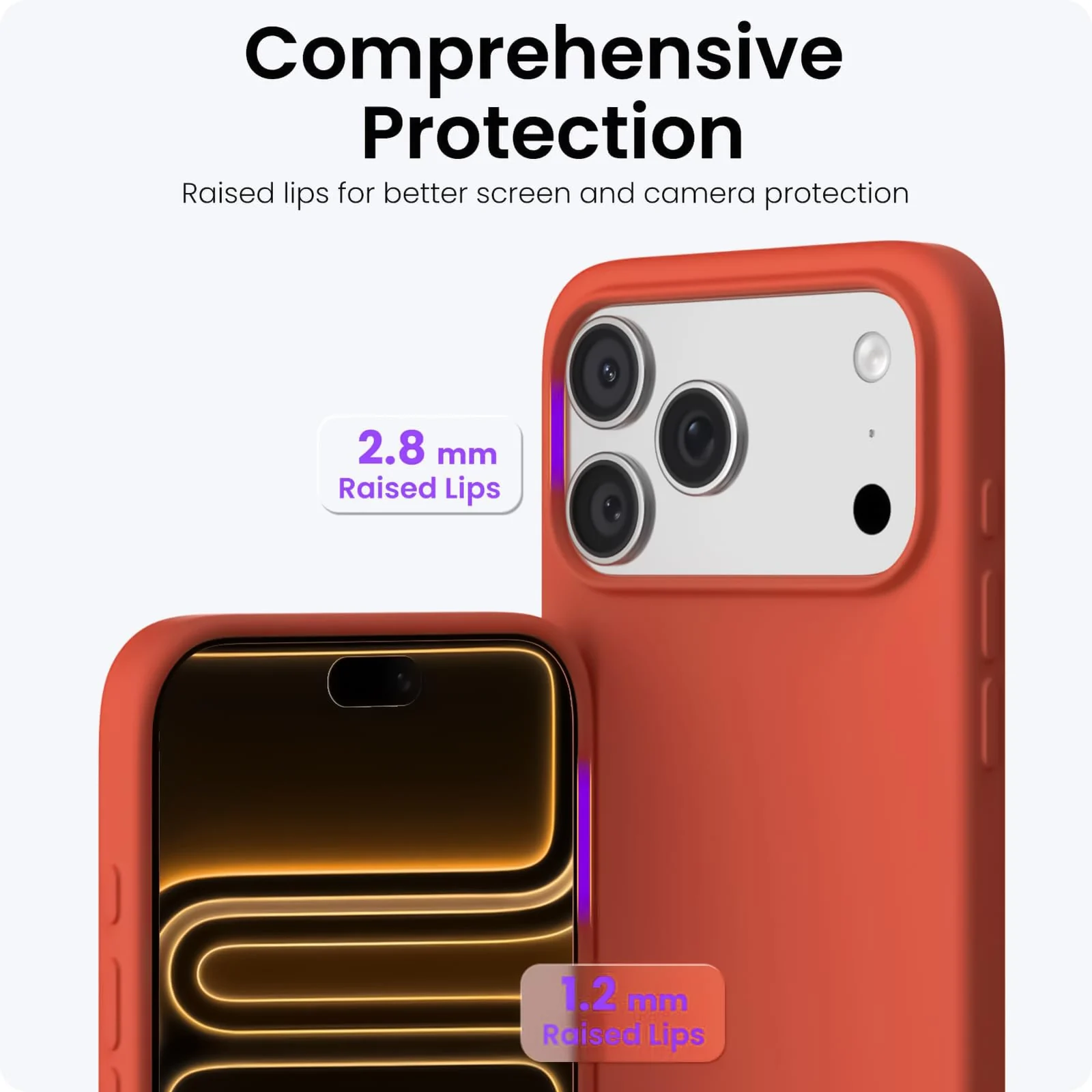 DL3 Mobilak Liquid Silicone Protective Case with Soft Microfiber Lining for iPhone 17 Pro 6.3-Inch - Orange