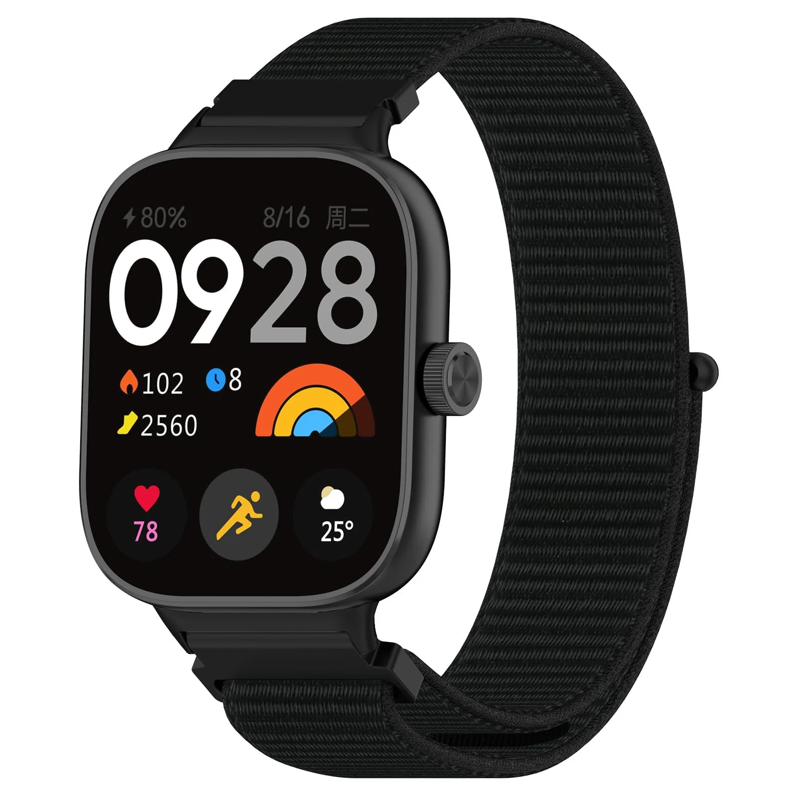 DL3 Mobilak Nylon Strap for Redmi Watch 4/Redmi Watch 5/Xiaomi Smart Band 8 Pro/Band 9 Pro, Men and Women Breathable Elastic Bracelet, Adjustable Straps Replacement Band Sport Watchband - Black
