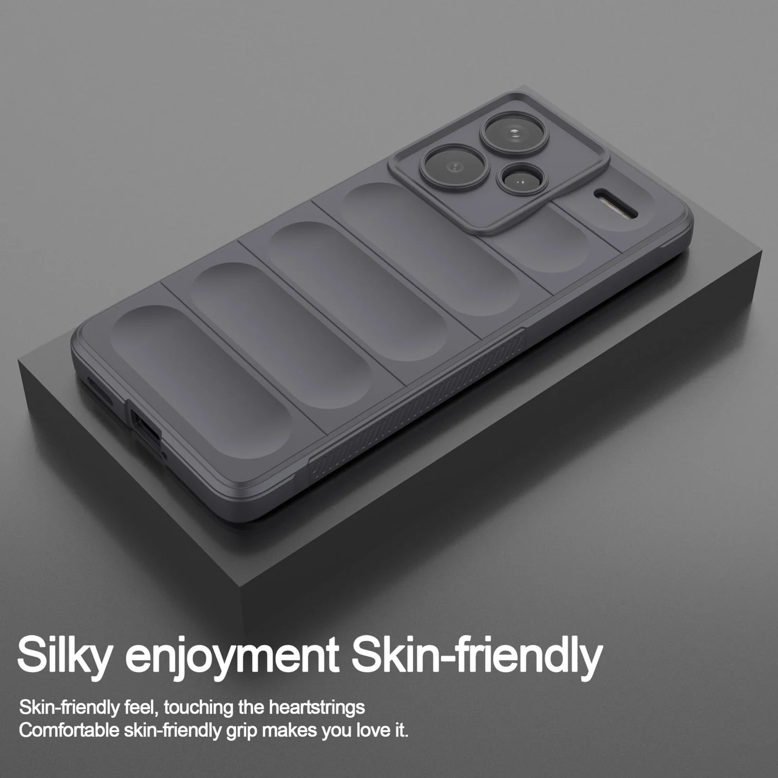 DL3 Mobilak Soft Silicone Protective Case for Xiaomi Redmi Note 13 Pro+ Plus 5G with Camera Protection and Shockproof Design - Dark Gray