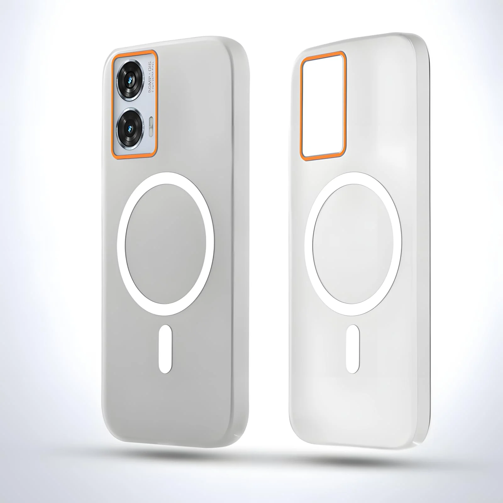 DL3 Mobilak Case Back Cover for Motorola Edge 50 Fusion, Sleek Frosted Translucent Back Only Compatible with Wireless Magnetic Accessories | Anti-Scratch Shockproof Phone Case - Clear