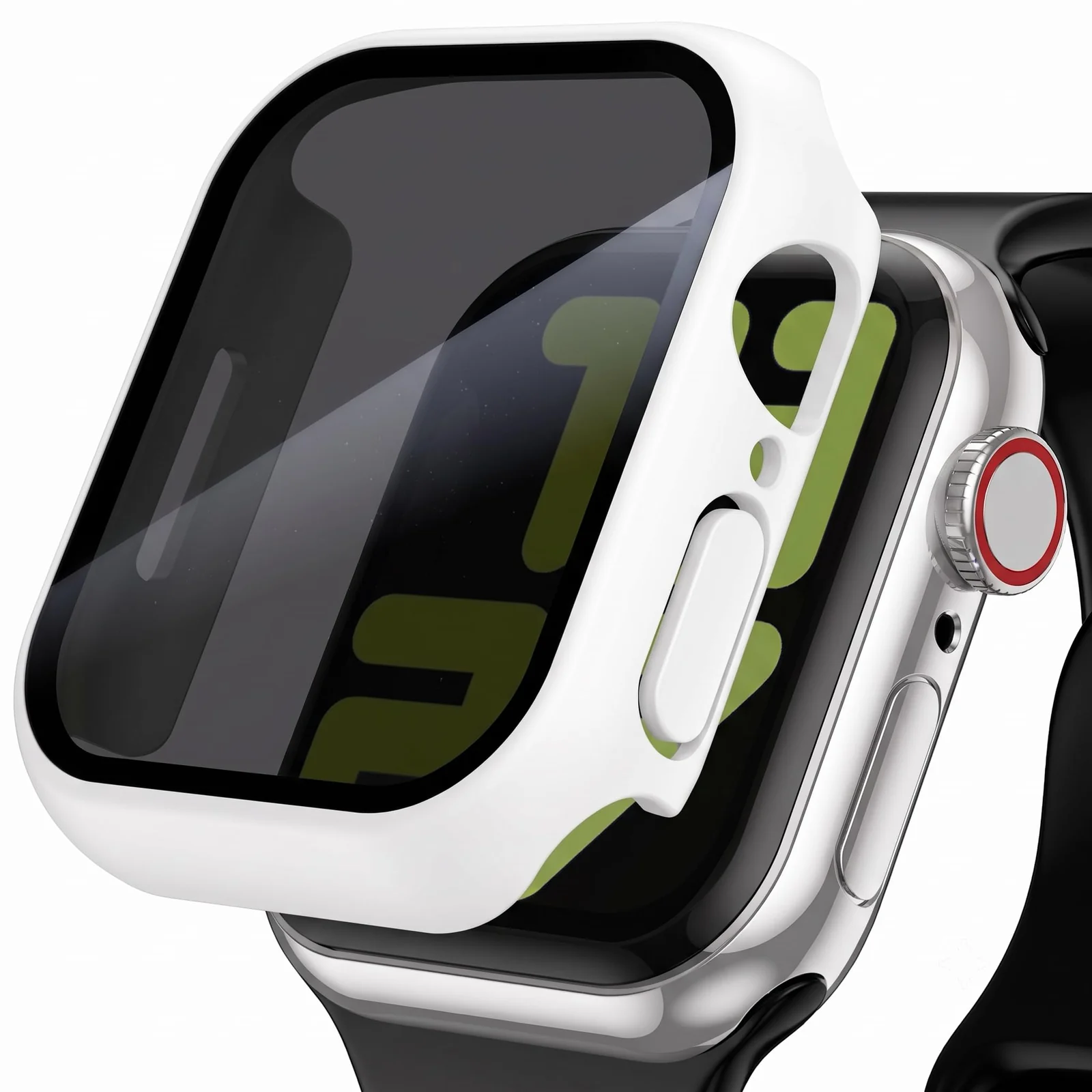 DL3 Mobilak Privacy Case for Apple Watch Series SE/ 4/5/6 44mm Screen Protector, Anti-Spy Tempered Glass Film Apple Watch Cover Hard PC Case Bumper for iWatch 44 mm Series 6/5/4/SE/SE2 - White