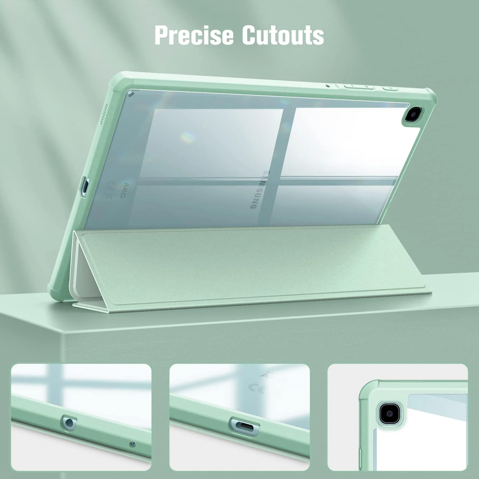 DL3 Mobilak Hybrid Slim Case for Samsung Galaxy Tab S6 Lite 10.4'' 2020 Model SM-P610 (Wi-Fi) SM-P615 (LTE) with S Pen Holder, Cover with Clear Transparent Back Shell, Auto Wake/Sleep - Mint Green