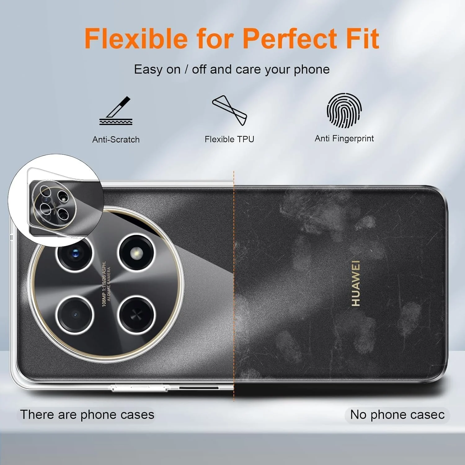 Mobigon Case Compatible with Huawei Nova 12i, Case Crystal Soft TPU Gel Case Flexible Silicone Anti-Scratch Camera Protection TPU Cover - Clear