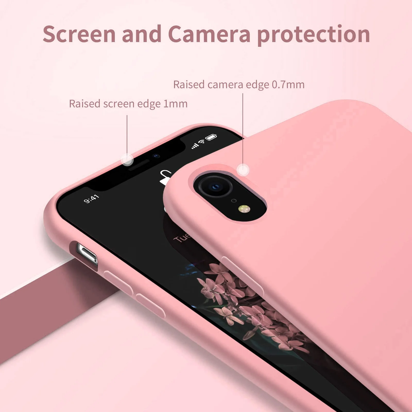 DL3 Mobilak Liquid Silicone Case for iPhone XR, Shock-absorbing protection, Scratch-resistant surface, Soft microfiber lining - Pastel Pink 2