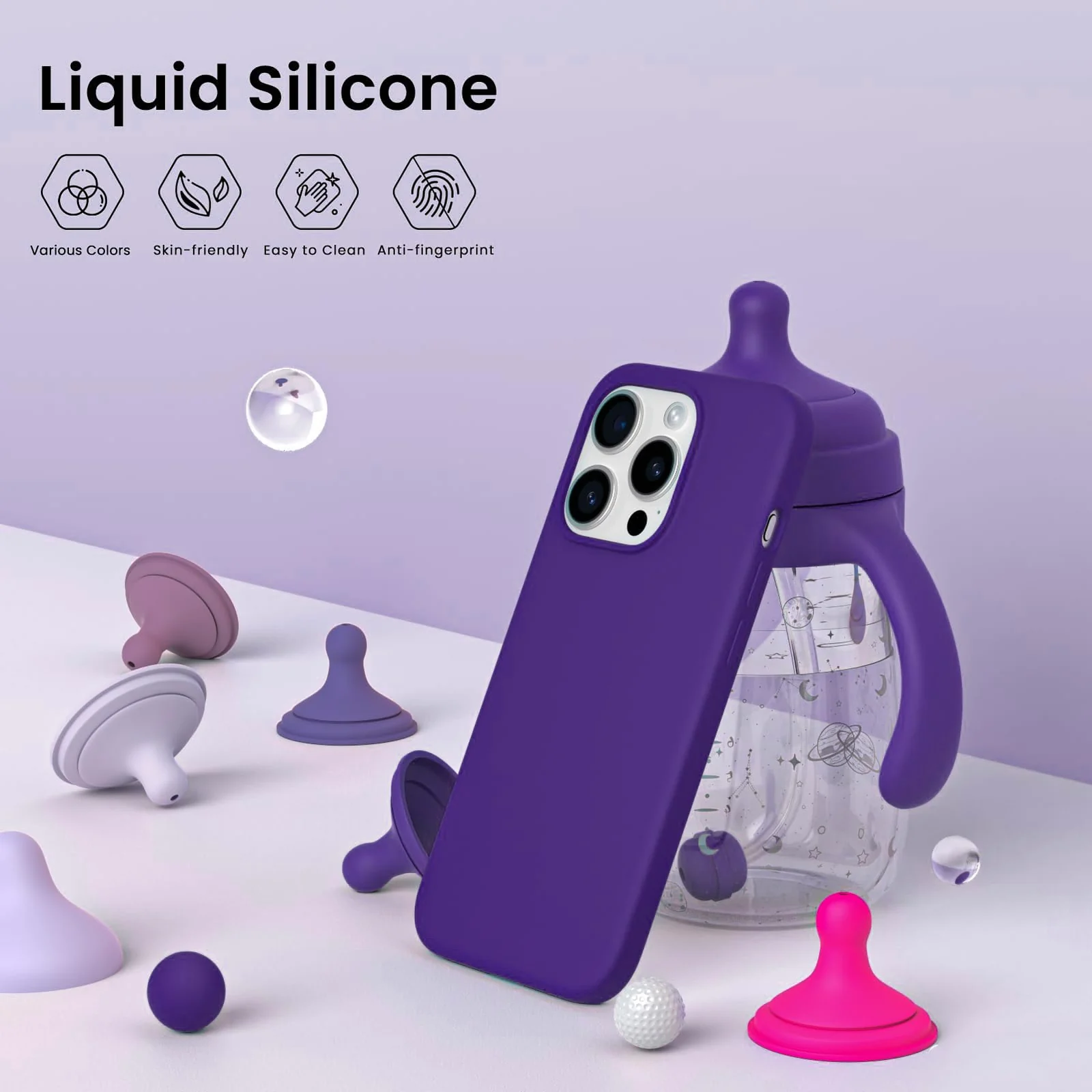 DL3 Mobilak Liquid Silicone Case for iPhone 11 Pro Max (6.5 Inch), Shock-absorbing protection, Scratch-resistant surface, Soft microfiber lining - Purple