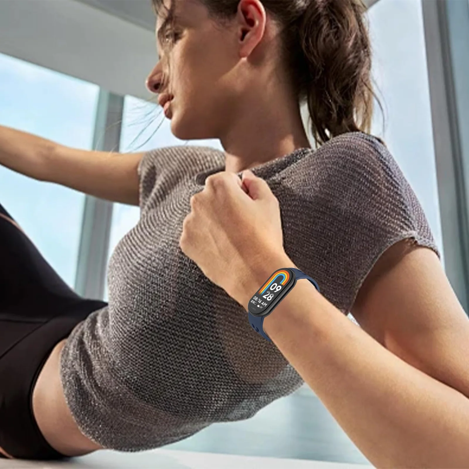 DL3 Mobilak Strap For Xiaomi Mi Band 10/9/8 Magnetic Metal Buckle Sport Silicone Breathable Strap for Men Women Band Quick Release Soft Replacment Wristband For Xiaomi Smart Band 8/9/10 - Blue