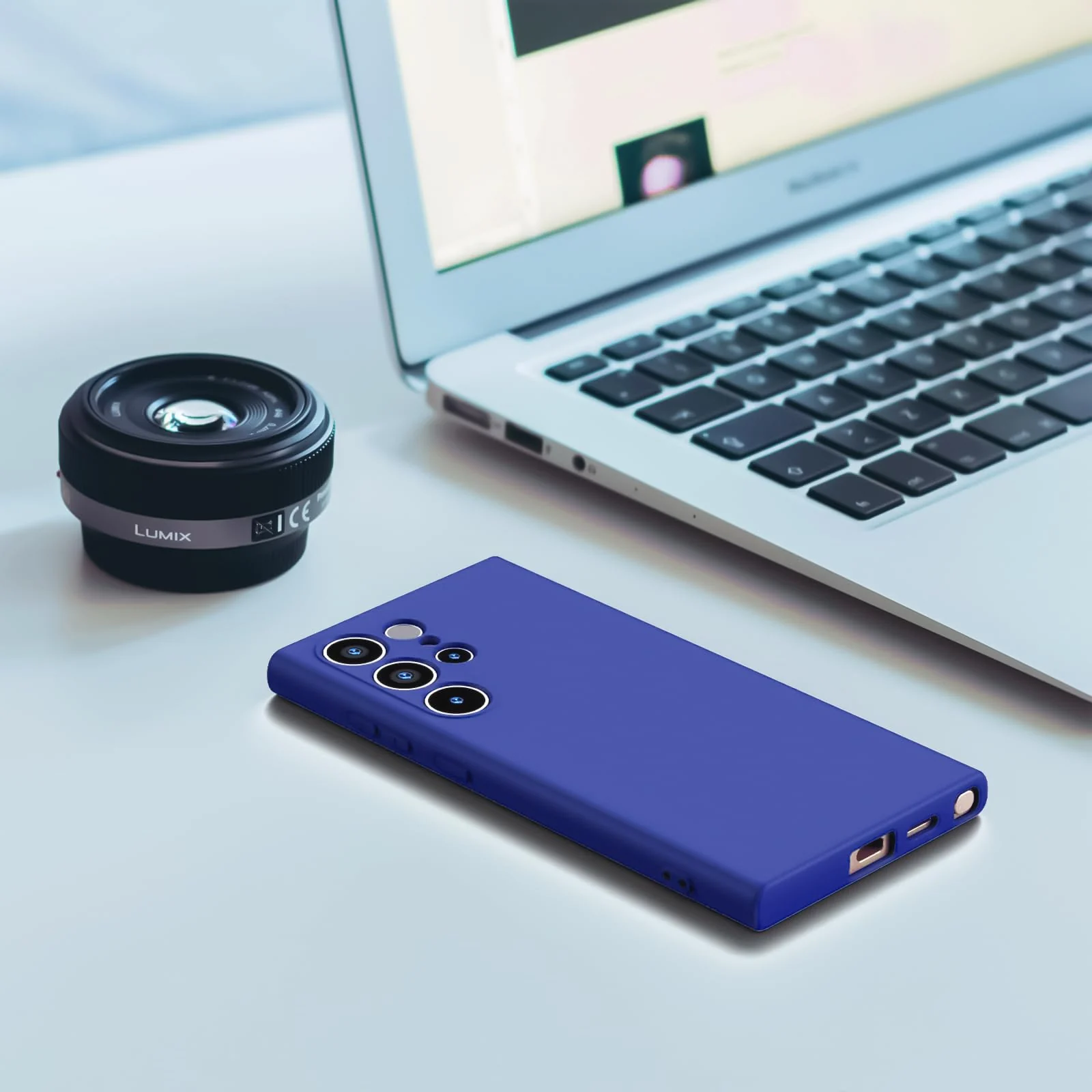 DL3 Mobilak Liquid Silicone Protective Case with Soft Microfiber Lining with Full Camera Protection for Samsung Galaxy S23 Ultra - Pepsi