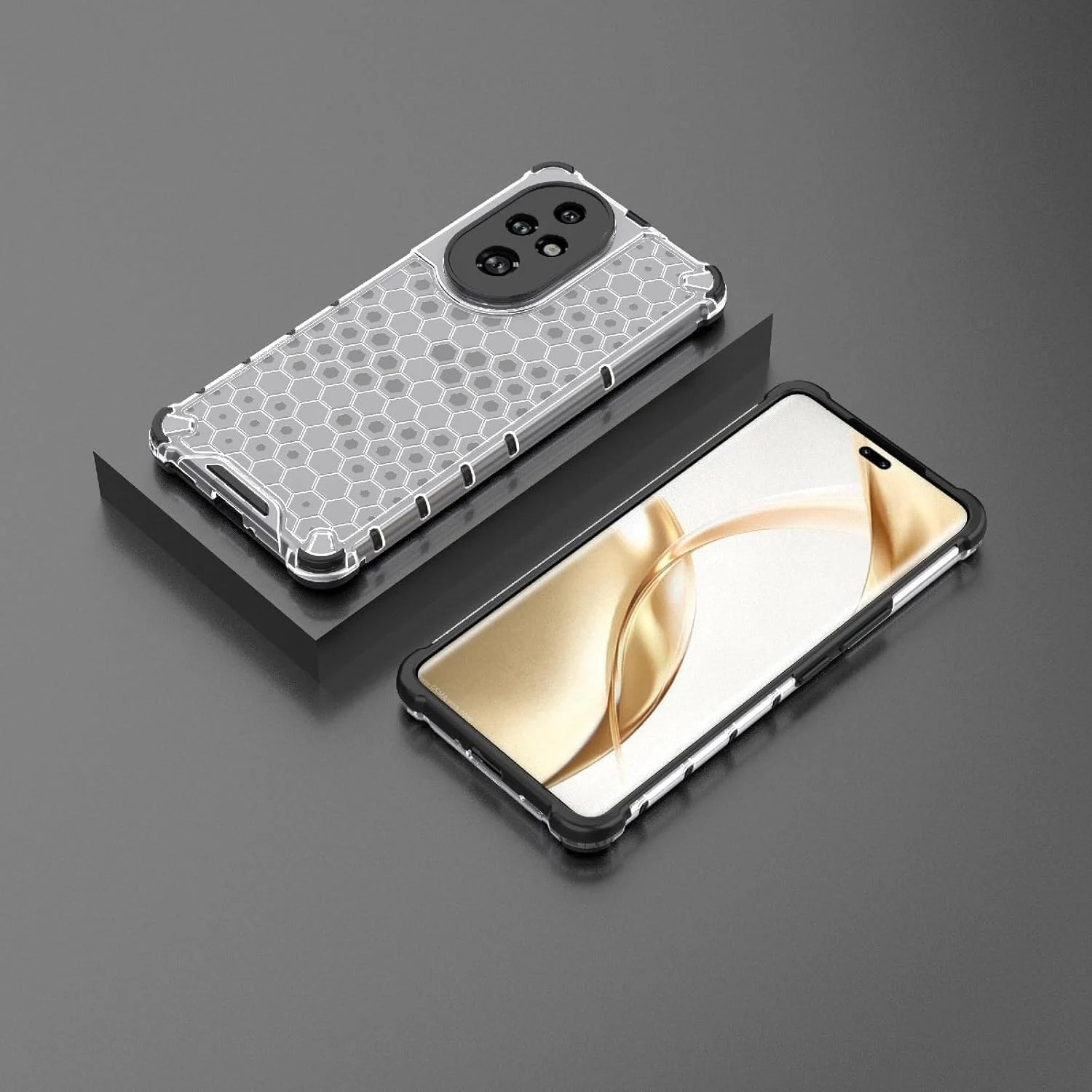 DL3 Mobilak Honeycomb Protective Case for Honor 200 5G, Shock-absorbing protection, Transparent design, Slim, lightweight profile - Clear