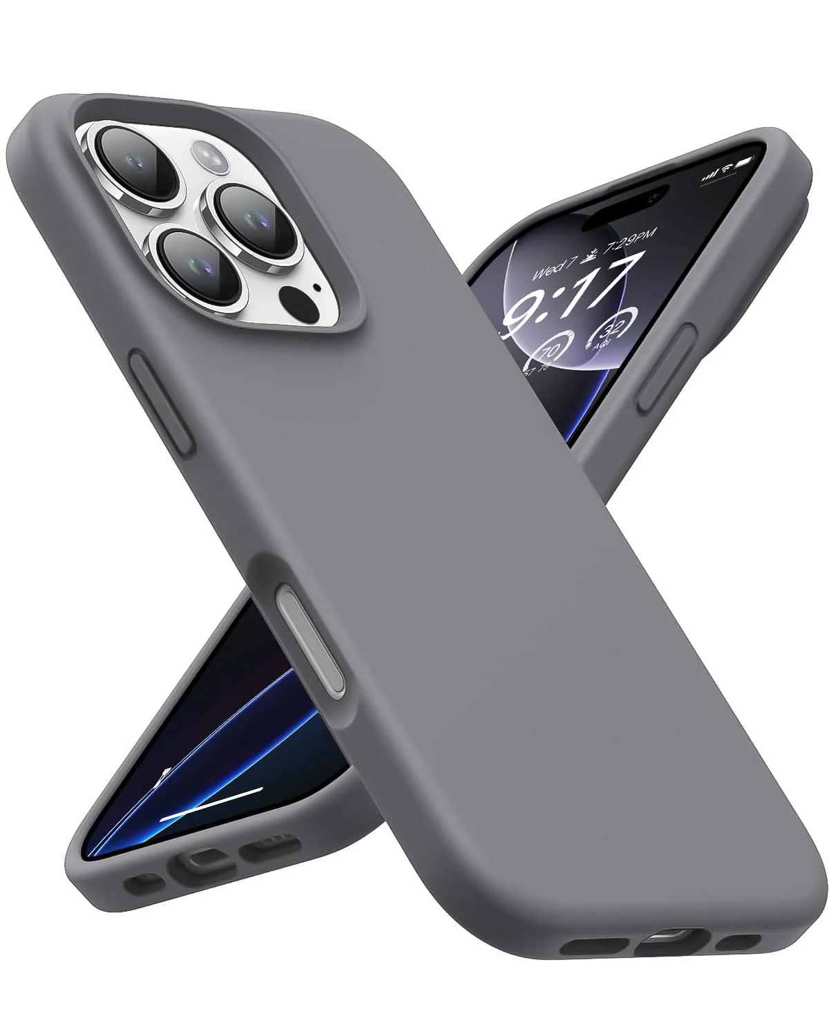DL3 Mobilak Compatible with iPhone 16 Pro Max 6.9-inch Case, Premium Liquid Silicone Case, Full Body Protective Cover, Shockproof, Slim Phone Case, Anti-Scratch Soft Microfiber Lining - Gray