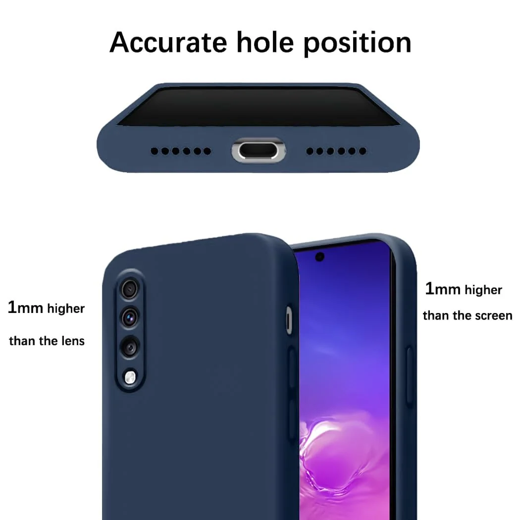 DL3 Mobilak Soft Silicone Protective Case for Samsung Galaxy A70 / A70s with Microfiber Lining and Shockproof Design - Dark Blue