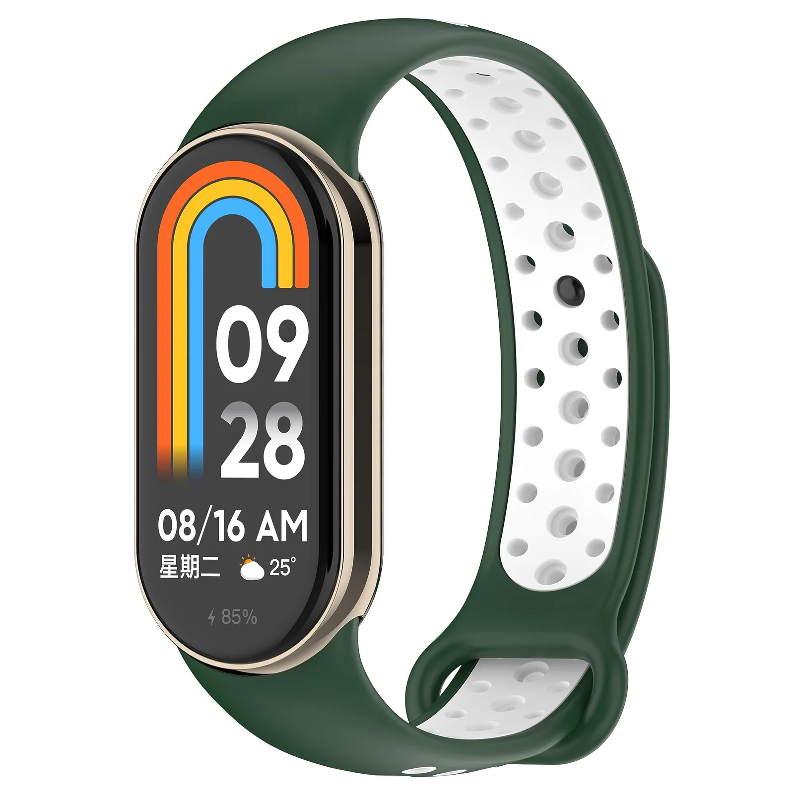 DL3 Mobilak Strap for Xiaomi Mi Band 9 / Mi Band 8, Breathable Sport Silicone Watch Band Strap, Replacement Bracelet Wristband Wrist Strap for Xiaomi Smart Band 9/Xiaomi Smart Band 8 Watch Accessories - Green White