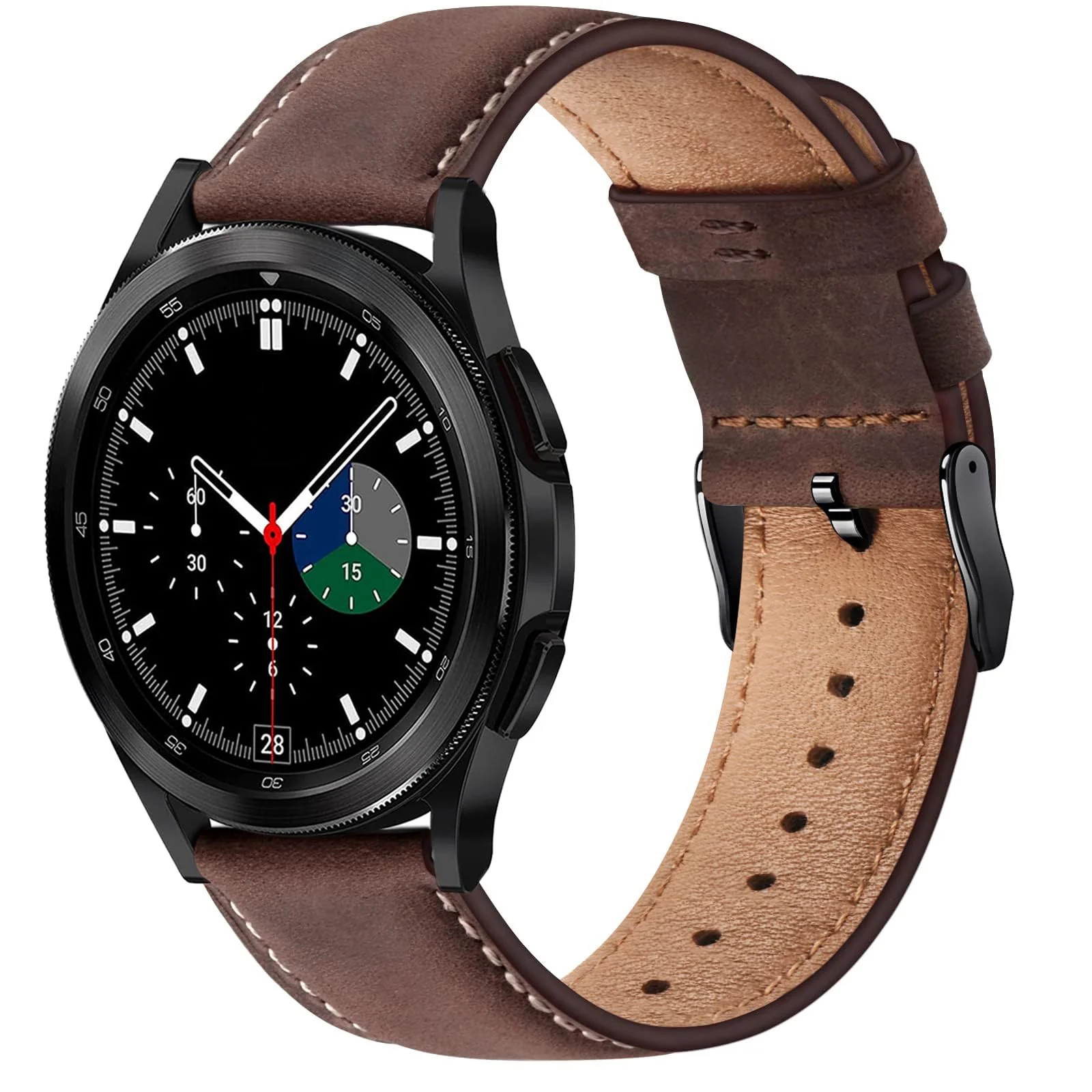 DL3 Mobilak Strap Leather 22MM Band For Samsung Galaxy Watch 3 45mm/Watch 46mm/Gear S3/Huawei watch GT5 GT4 GT3 46MM/Watch 4/3/GT2E/GT2 Pro/GT 3 Pro/GT5 Pro/GT GT2 46MM/Amazfit GTR 4/3/3 Pro/2/2e - Retro Brown